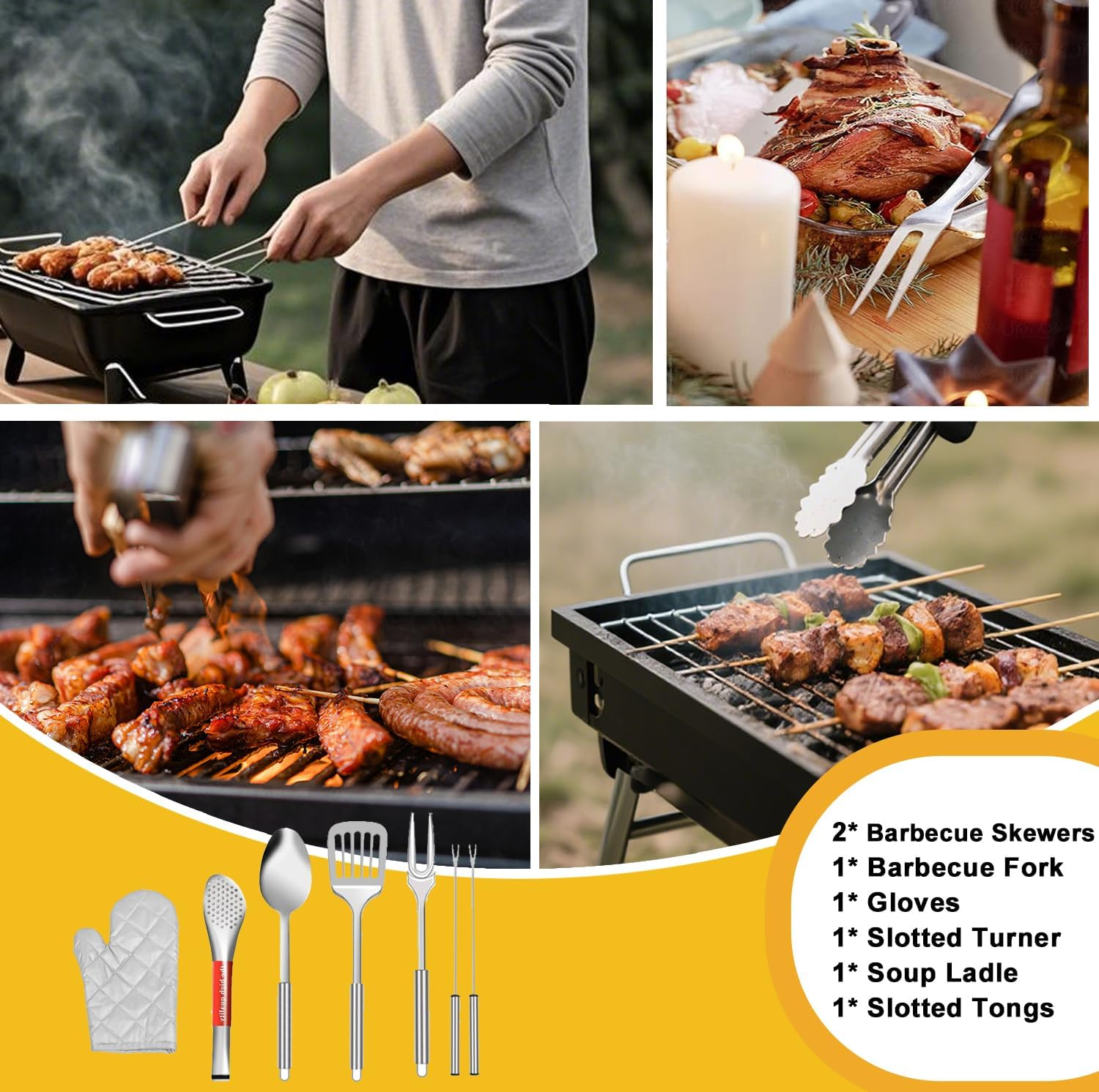 Omiention 35-Piece Camping Kitchen Utensil Set - Premium Stainless Steel Outdoor Cooking Gear with Storage Bag, Perfect for Camping, RV, BBQ, Grilling & Travel image number 6