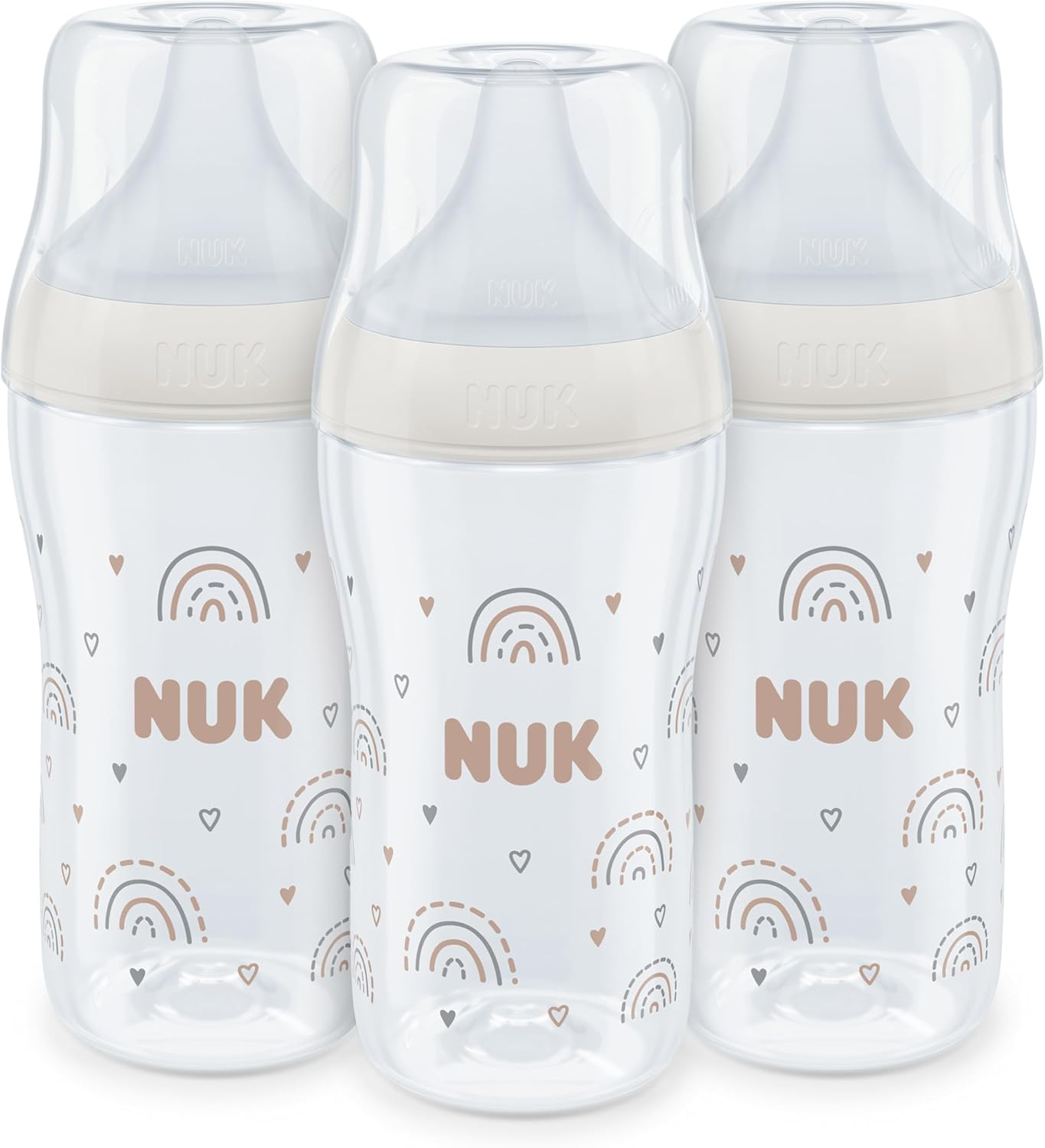 NUK Perfect Match Baby Bottles Set | 3+ Months | Adapts to Baby'S Palate | Temperature Control | anti Colic Vent | 260 Ml | Bpa-Free | Medium Silicone Teat | Rainbow | 3 Count image number 5