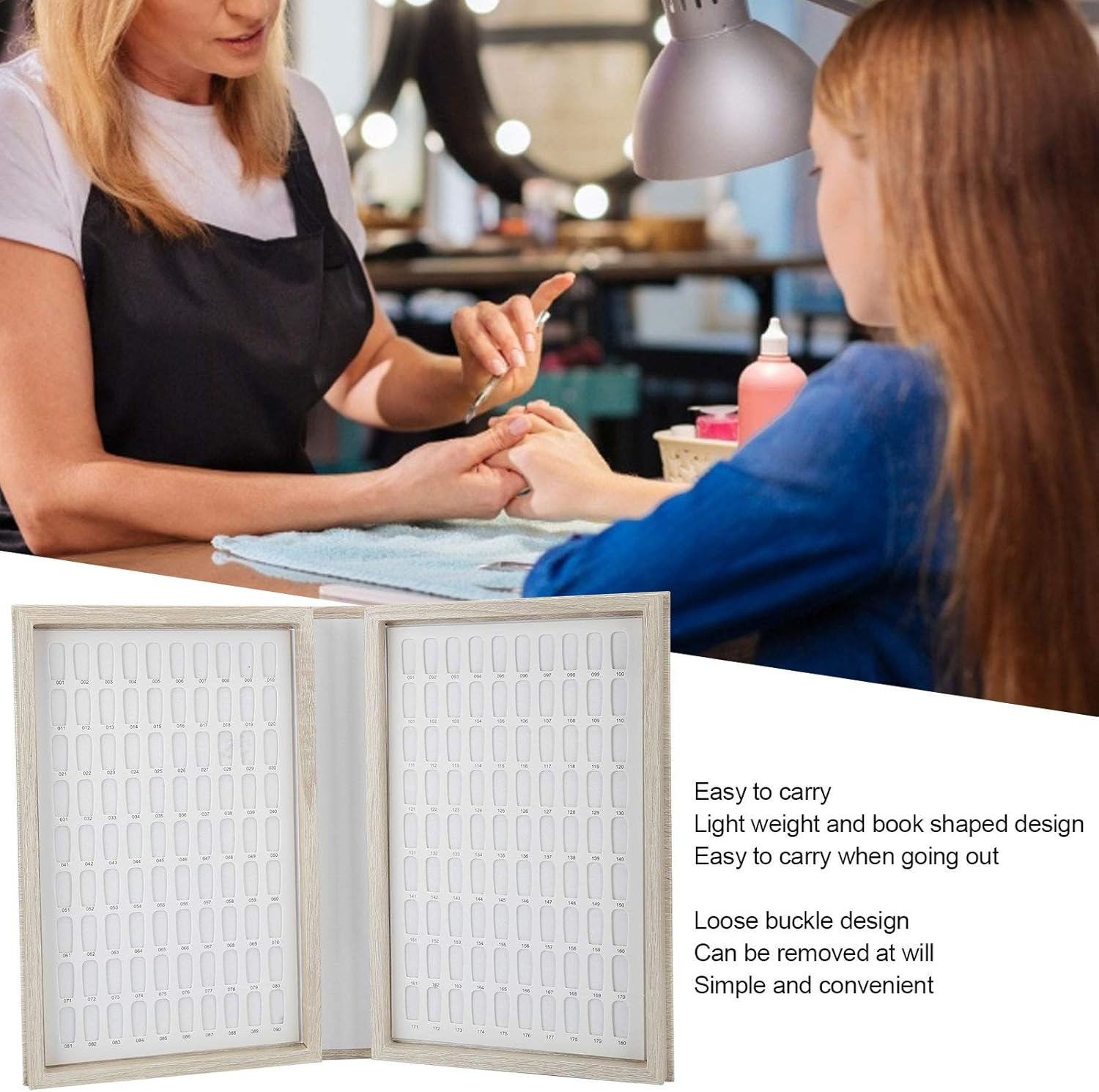 Nail Tip Display Book, Color Card Book, Nail Art Display Book, Easy to Carry Multifunctional for Manicure Store Salon Home Spa(Light Color) image number 4