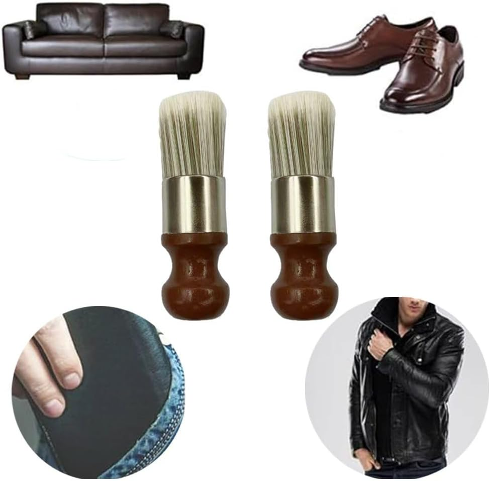 2 Pieces Leather Furniture Salve Brush, Durable Wood and Leather Care Too, Wood Salve Brush Set for Furniture, Shoes, Headlights, Car Interiors