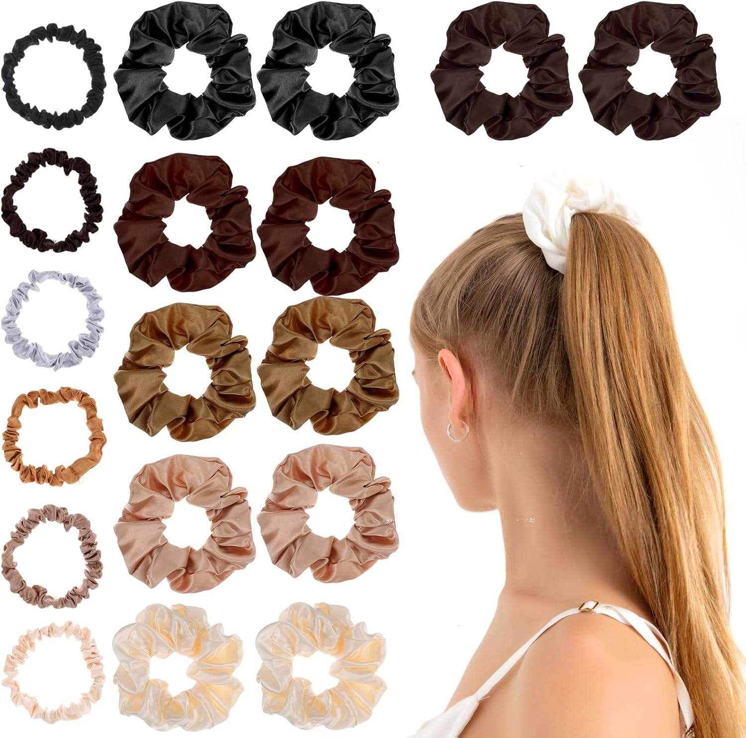 24 Pcs Satin Silk Hair Scrunchies for Women Soft Hair Ties Bands Bulk Fashion Hair Bands Ropes Elastic Ponytail Holder Cute No Damage Hair Ties for Women Girls Hair Accessories Decorations image number 4