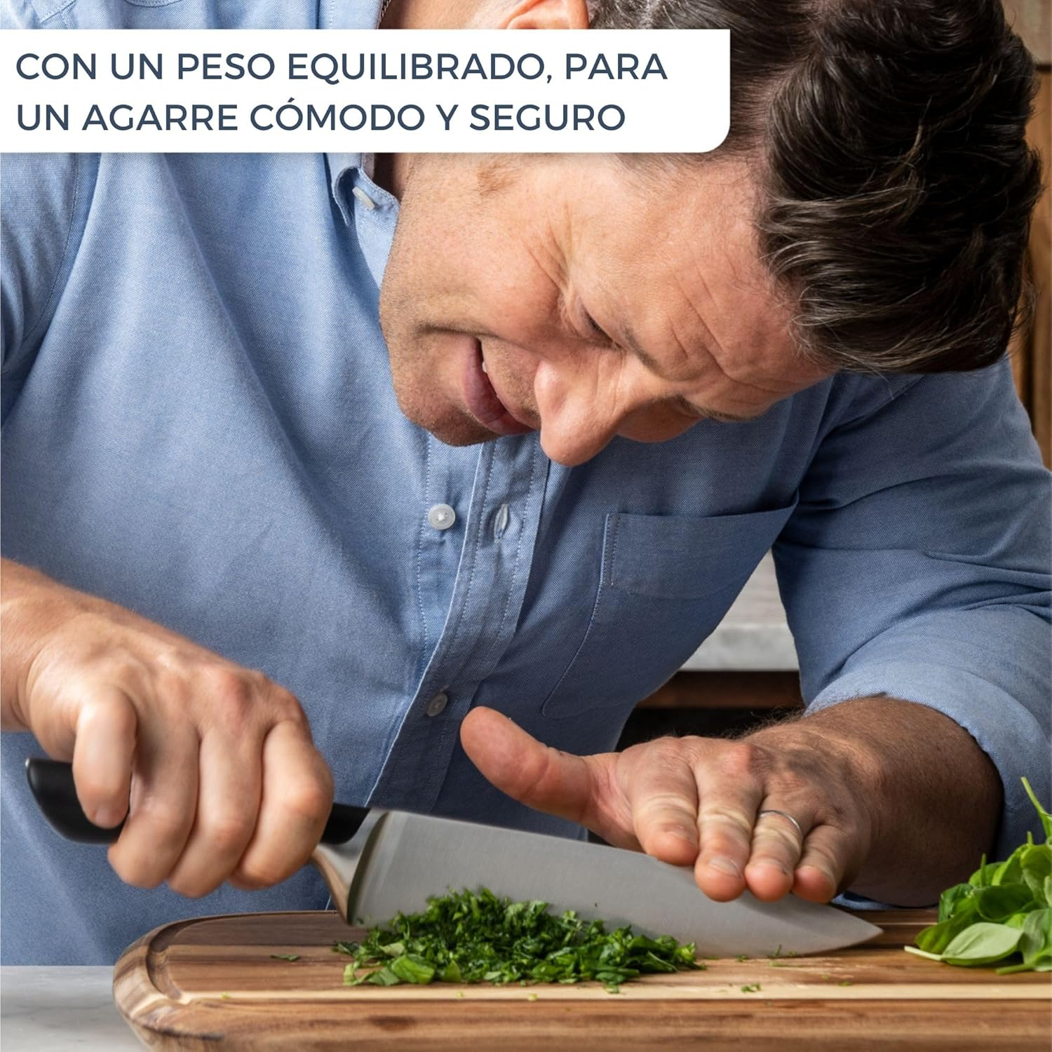 TEFAL Jamie Oliver by Tefal, Knife Block 5Pc Set, K267S655, Kitchen Knives, Ice Hardened for Superior Performance, Made in Germany, Weighted Kitchen Knives for Comfortable and Secure Grip image number 3