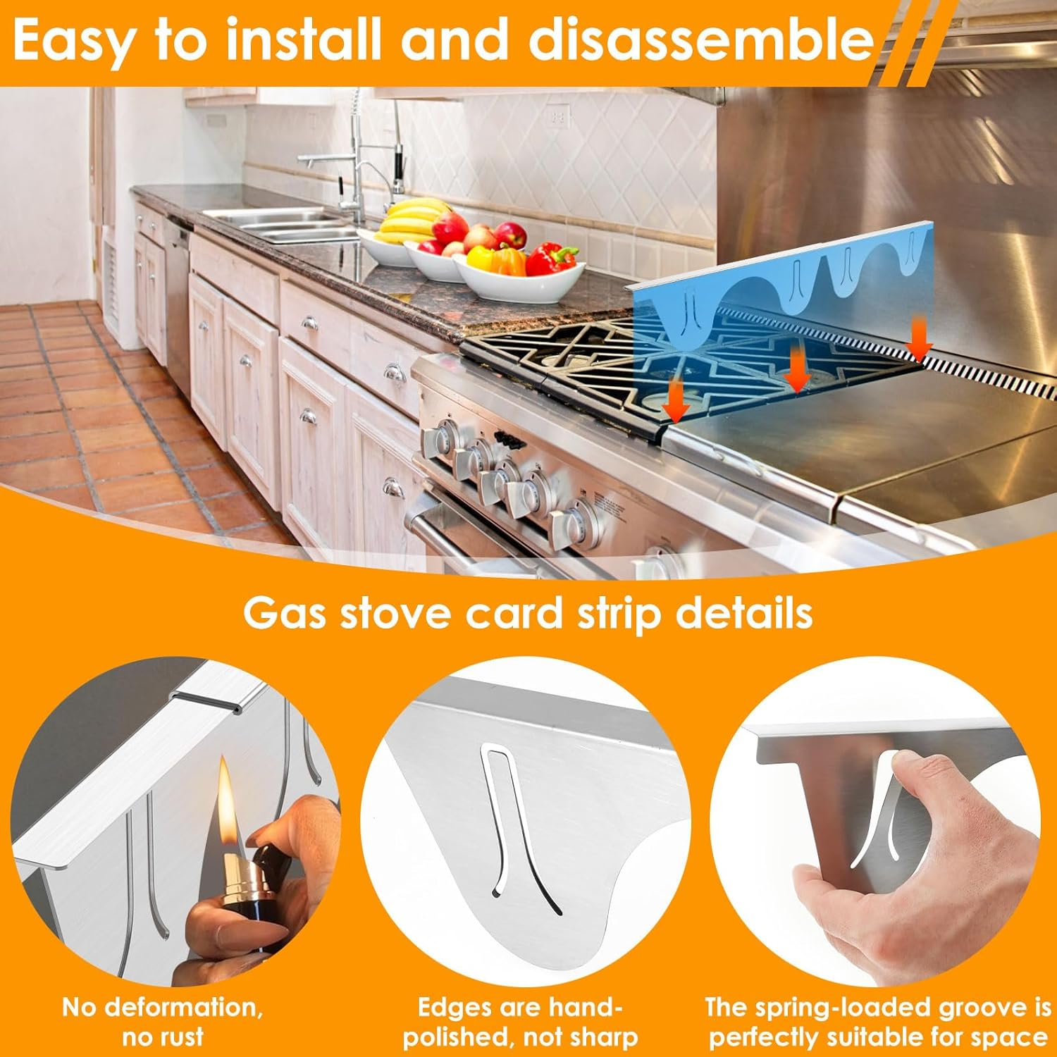 DJAPWPX 2 Pack Stove Gap Covers Kit, Versatile Solid Stove Gap Fillers Set, Easy to Install and Clean Stoves Oven Counter Guard for Kitchens Use image number 2