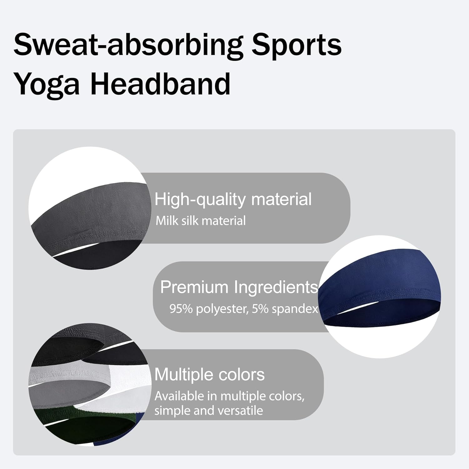 6 Pcs Non-Slip Athletic Headbands for Men and Women - Lightweight Yoga Sports Sweatbands, Elastic Hair Bands for Working Out, Running, and Exercise image number 4