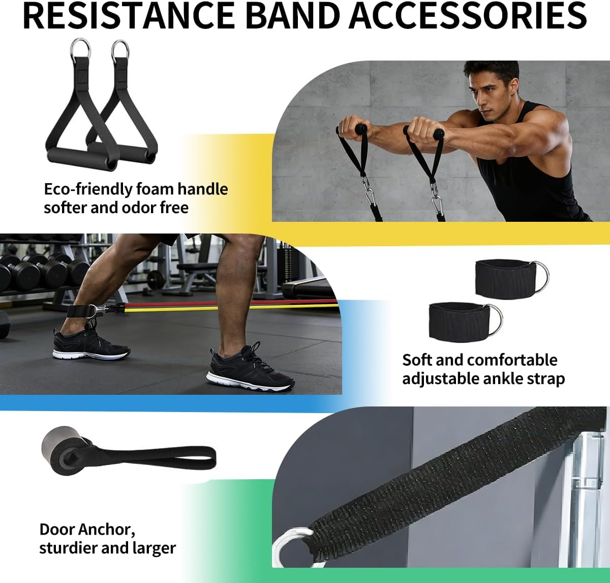 Vanteng Resistance Bands, Exercise Bands for Working Out with Handles, Elastic Workout Bands for Men Women, Exercising Bands for Fitness, Strength Training Home Gym Equipment image number 4