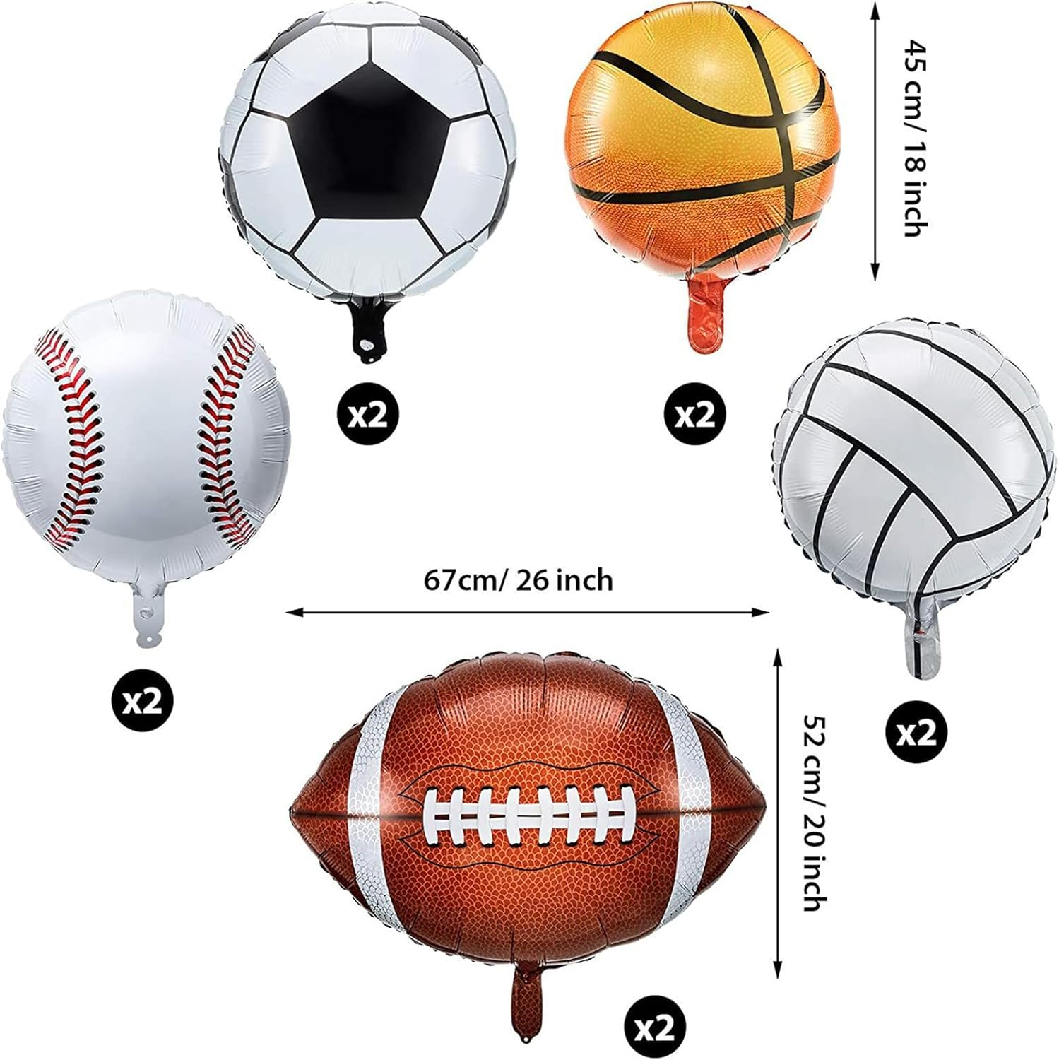 PEKGLOW 10 Pcs Sports Balloons Sports Party Decorations Soccer Balloons Baseball Balloons Basketball Balloon Rugby Volleyball Balloons Sports Mylar Balloon Foil Balloon for Sports Birthday Decorations image number 4