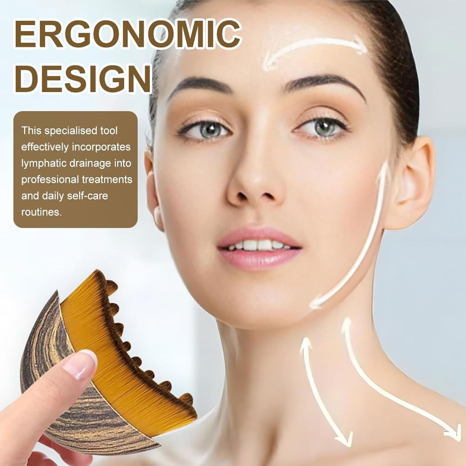 New Lymphatic Contour Face Brush, Dry Brushing Face Brush, Lymphatic Drainage Massager for Face, Chin & Jawline Sculpting, Ergonomically Designed to Fit the Skin Precisely and Relieve Fatigue(2Pcs)