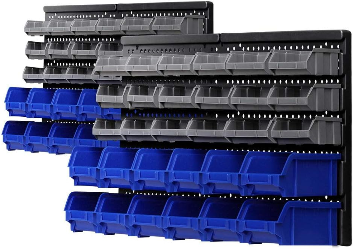GIANTZ Storage 74 Bin Rack, Heavy Duty Parts Tools Organizer with Universal Wheels, Double-Sided 5-Tier Steel Storage System for Garage, Workshop & Shed image number 1