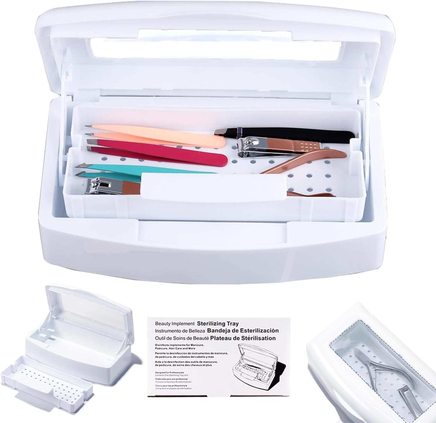 Norhogo Tray Manicure Disinfectant Box Plastic Germicidal Plunge Pool Steriliser Box for Beauty Salon Manicure Hair Tools Instruments Doctors Manicure Laboratory Cleaning Items image number 2