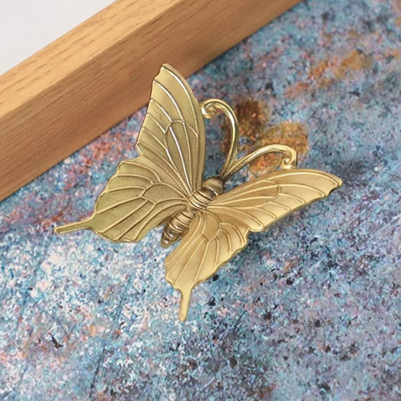 2Pcs Butterfly Cabinet Knobs Elegant Brass Drawer Pull Handles for Furniture Decorative Hardware for Cabinets Wardrobes image number 5