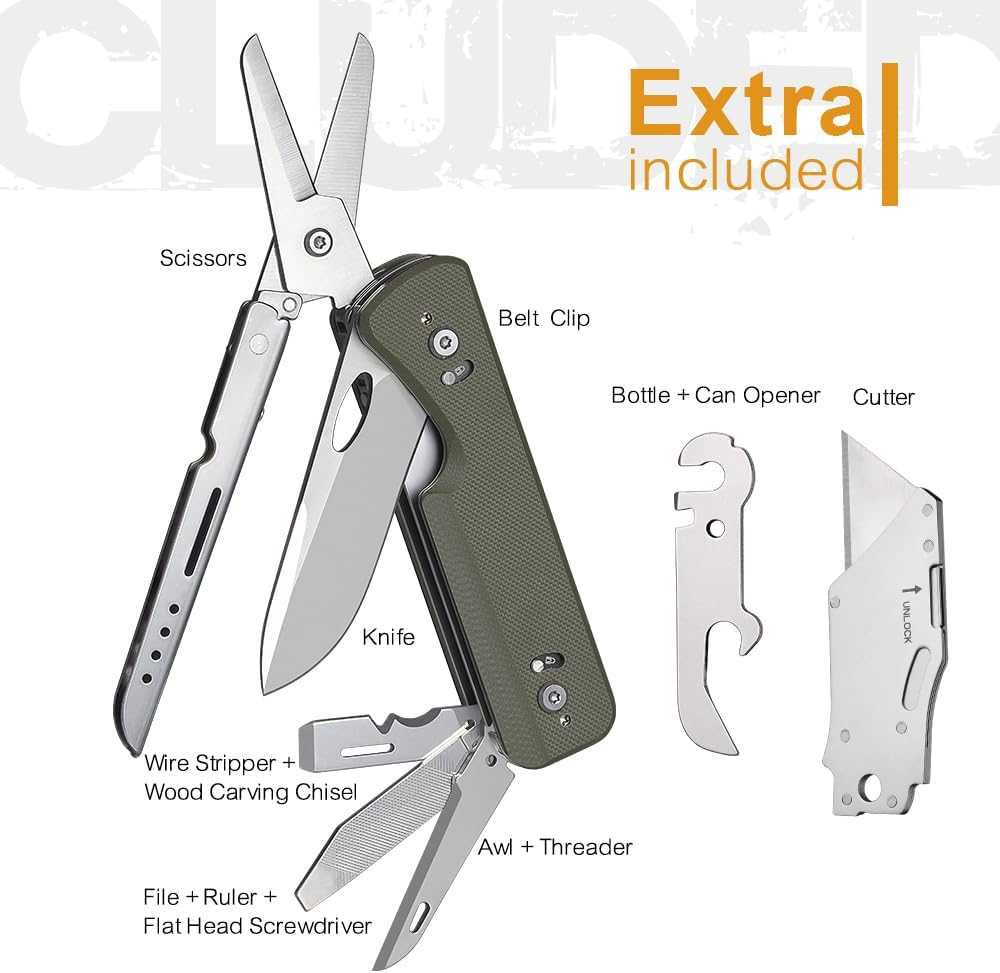 ROXON S505G Flex Shears-Modular Design Multitool with Fixed Big Scissor-Interchangeable Blade of BA01-BA17 & Changeable Implements of FT01-FT12 （Green） - Black image number 3