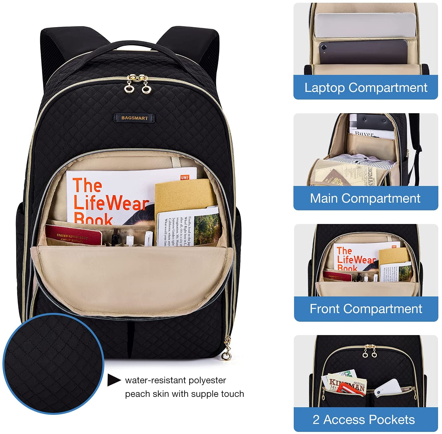 BAGSMART 15.6 Inches Laptop Backpack Stylish Fashion Backpacks Waterproof Travel School Bag for Business, Travel image number 2