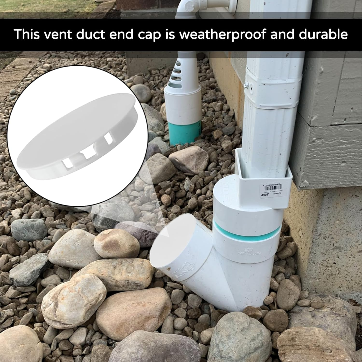 Ventilation Pipe Cover 100 Mm, Ventilation Pipe Cover for Sleeve Plugs, Spring Cover 100 Mm, PVC Pipe Cover, Spring Cover, Cover Cap, Ventilation Pipe End Cap, Uv-Resistant Asa Plastic (White image number 2