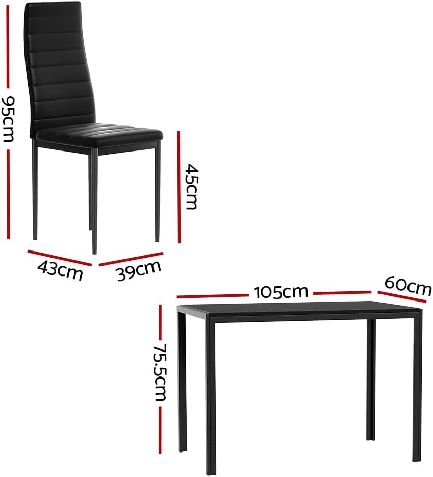 Artiss Dining Table and Chair Set of 5 Black Tables Chairs Setting Desk Nursing Seats Reading Seating Home Living Room Bedroom Kitchen Cafe Outdoor Indoor Furniture MDF Tabletop 4X 45Cm Height Seat image number 6