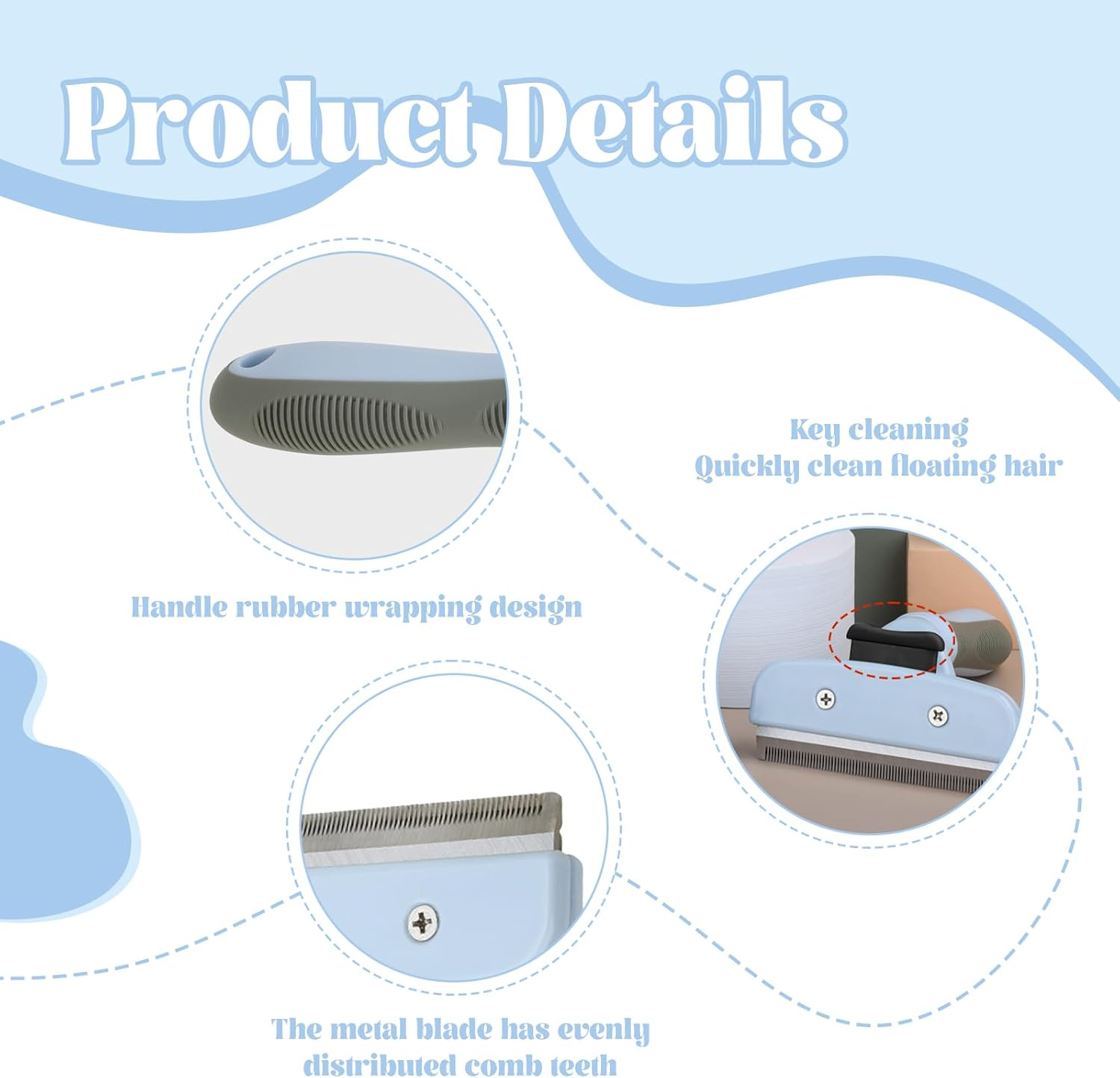 Jisrcha Undercoat Dog Brush, Undercoat Brush for Large Dogs, Fur Brush Dog with Release Button, Suitable for Short and Long Hair Dog Brush for Removing Undercoat image number 6