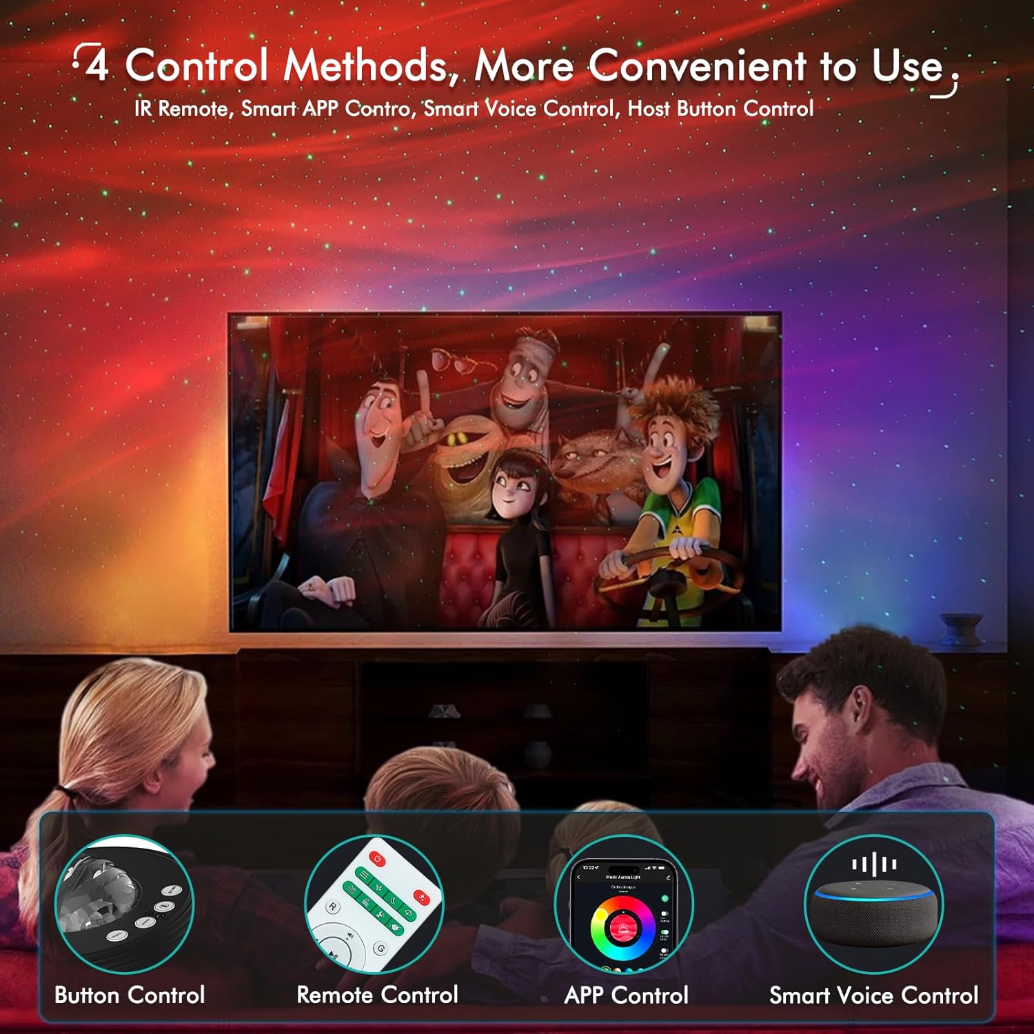 Yunlone Star Projector Galaxy Projector with 33 Lights, Smart Aurora Lamp Projector 8 White Noise Sound Machine Night Light Projector with Bluetooth Speaker IR Remote Timer for Bedroom/Game Room/Party