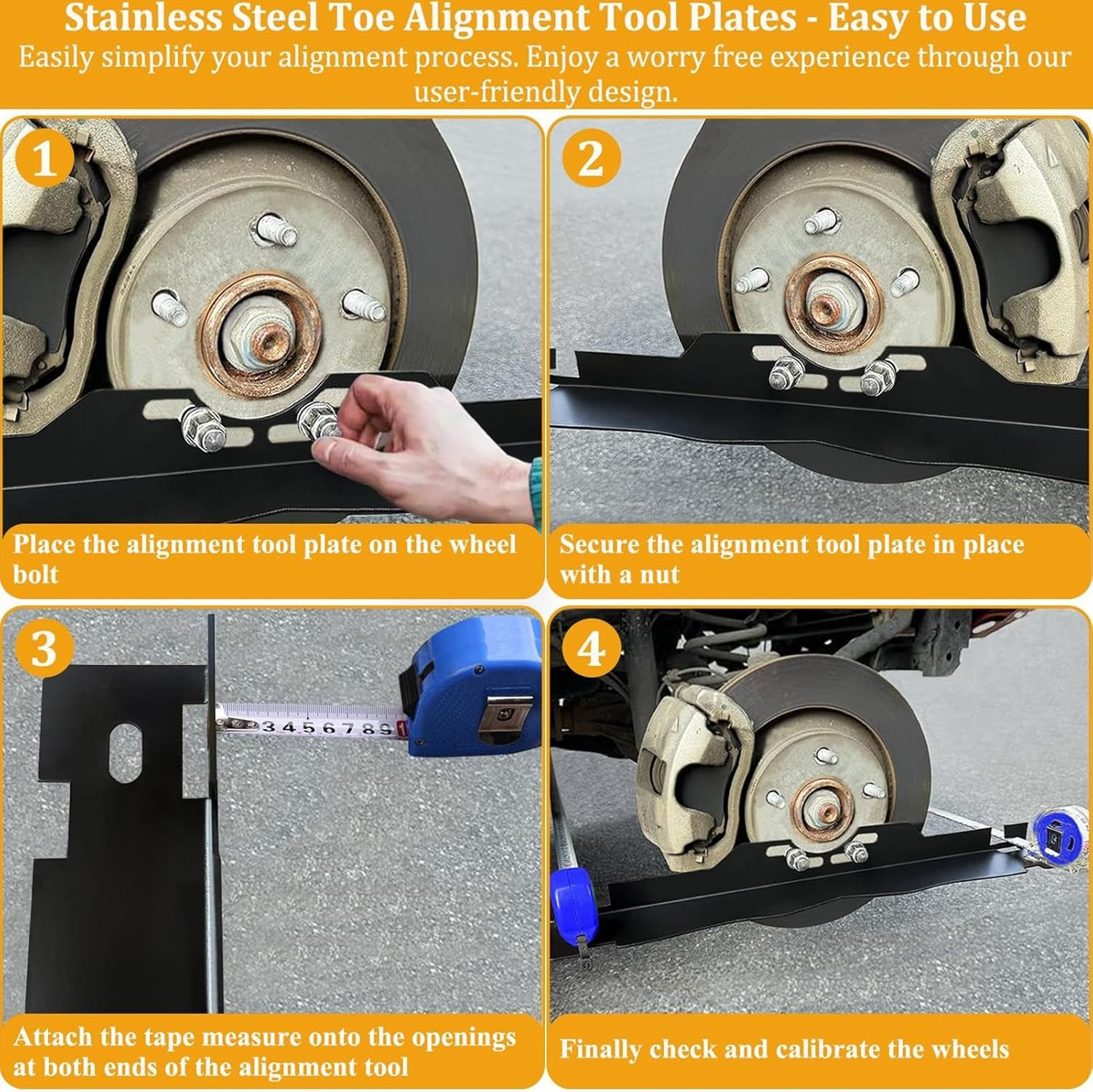 Car Wheel Toe Plate - 2X Accurate Camber Plates Wheel Alignment - Quick Measuring Aid Heavy Duty Stainless Steel Equipment for Automotive Maintenance image number 6