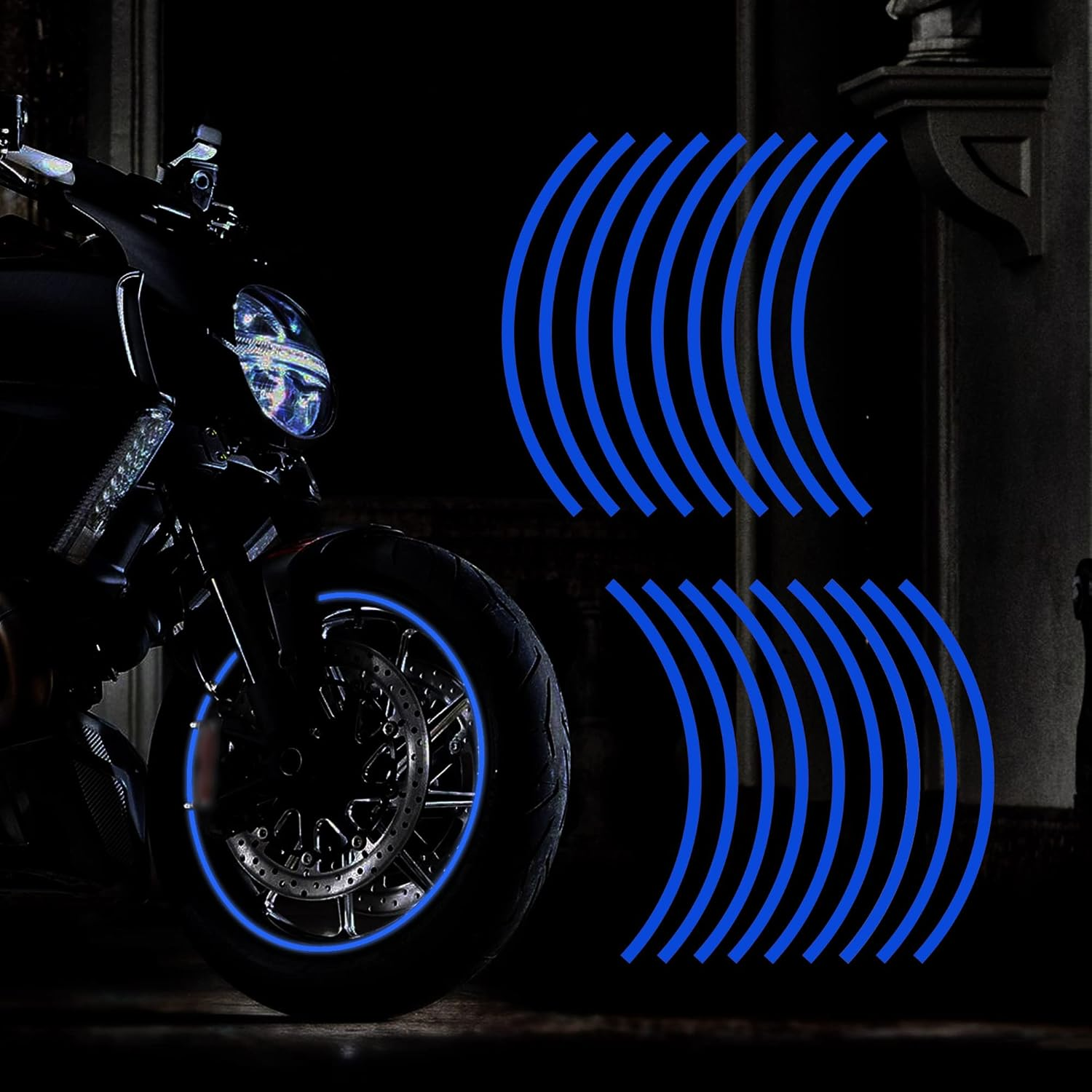 TOMALL 17" Reflective Wheel Rim Tape Sticker for Motorcycle Wheels Car Cycling Bike Bicycle Night Reflective Safety Decoration Stripe Universal (White)