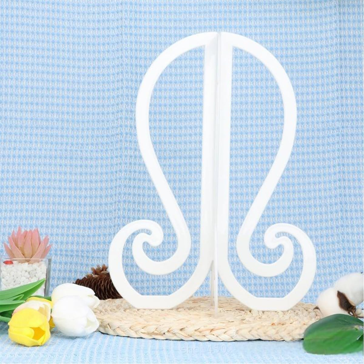 Gorise Wig Stand, Foldable Headstand, Portable and Durable Wig Holder for Short Wigs, Hats, Cosplay, Travel, White image number 1