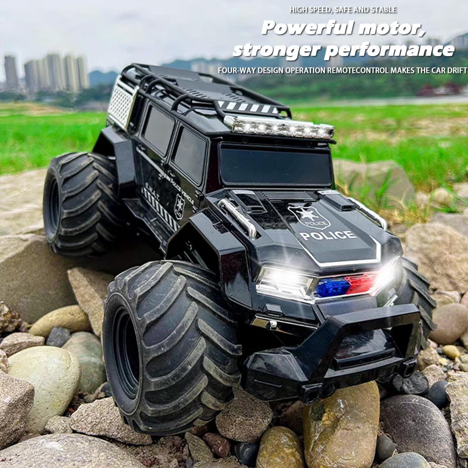 Amphibious Remote Control Car Waterproof Monster RC Cars 4WD All Terrain Off-Road Stunt Vehicle Toys with 2.4 Ghz LED Lights for 6 7 8 9 10 11 12+ Year Old Kids Boys Girls Gifts Presents (Blue) image number 6
