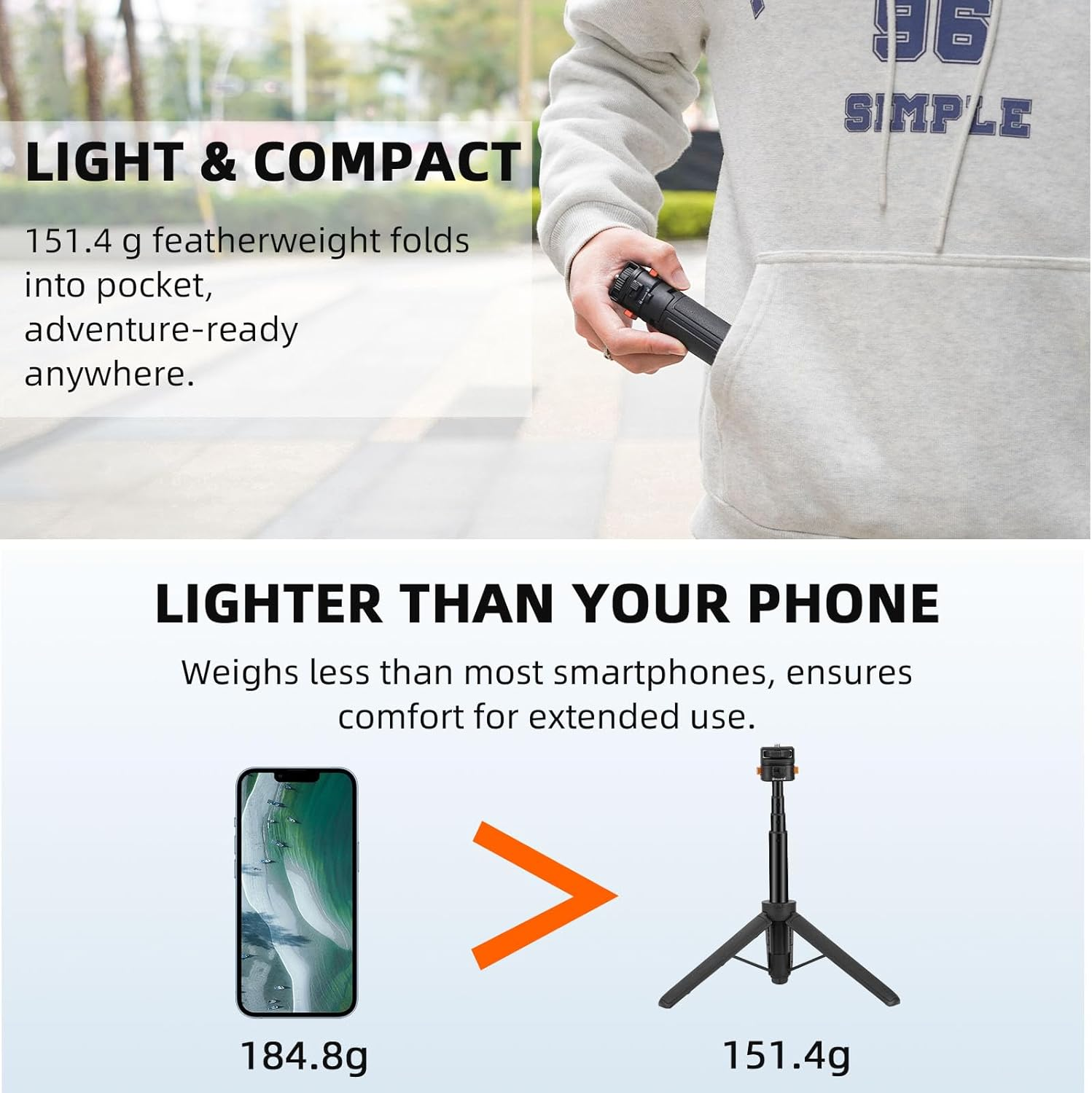 Osmo Pocket 3 Tripod for Go Pro Action Camera, Mini Table Desk Extendable Tripod Stand Small Handheld Selfie Stick with Quick Release 1/4'' Screw Vlog for DJI Action 5 Pro for Insta360 X4 Accessories image number 3