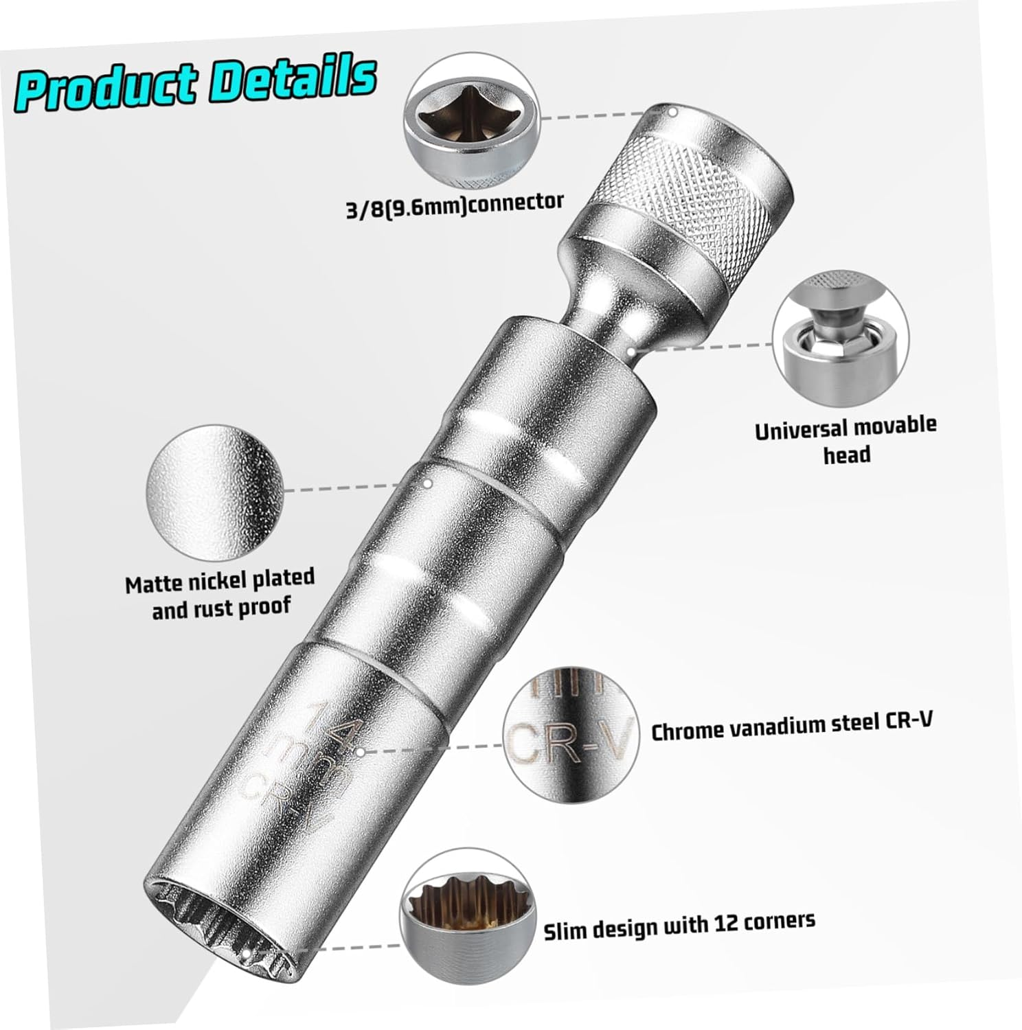 LALADEFIEE 2Pcs Magnetic Spark Socket Steel Tool for Easy Removal Installation of Cars Motorcycles Essential Automotive Accessory image number 6