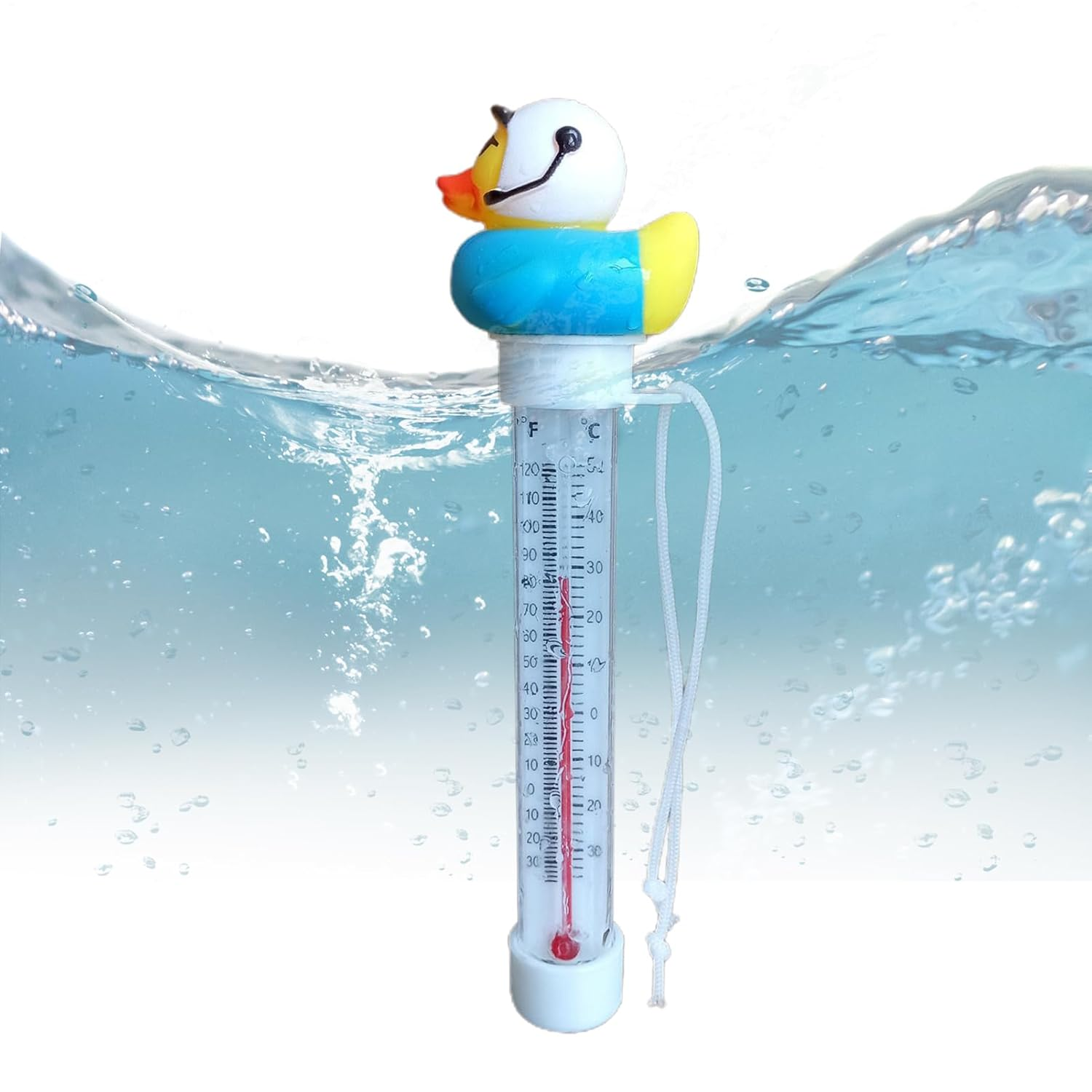 Floating Duck Bath Thermometer,Rubber Duck Pool Thermometer Gauge,Duckshaped Water Gauge,With String,Temperature Gauge for Outdoor & Indoor Swimming Pools,Spas,Hot Tubs & Aquariums image number 1