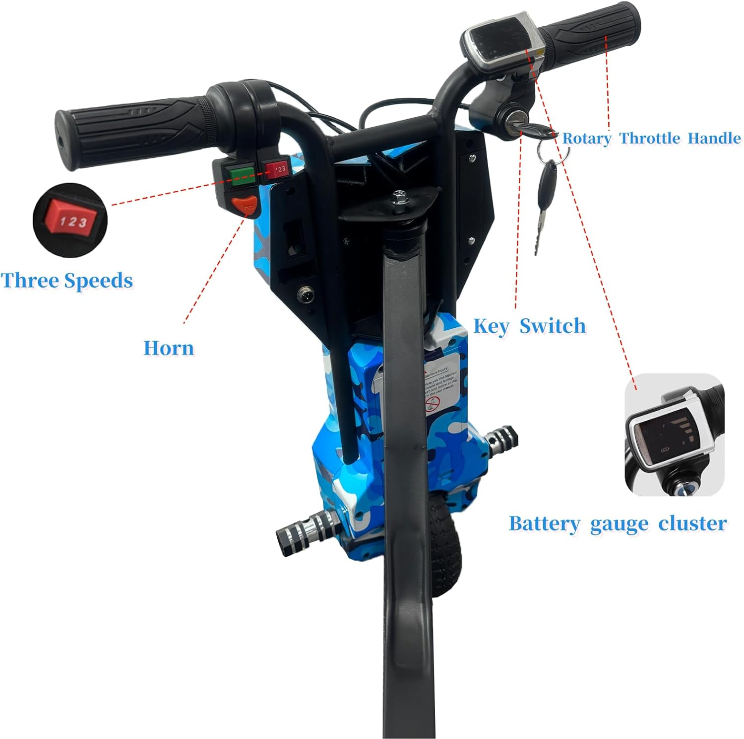 Electric Drift Go Kart &ndash; Kids Ride on Trike, 3-Wheel Electric Drifting Kart with Bluetooth Music, 12-25Km Range, Ideal Gift (Blue) image number 3