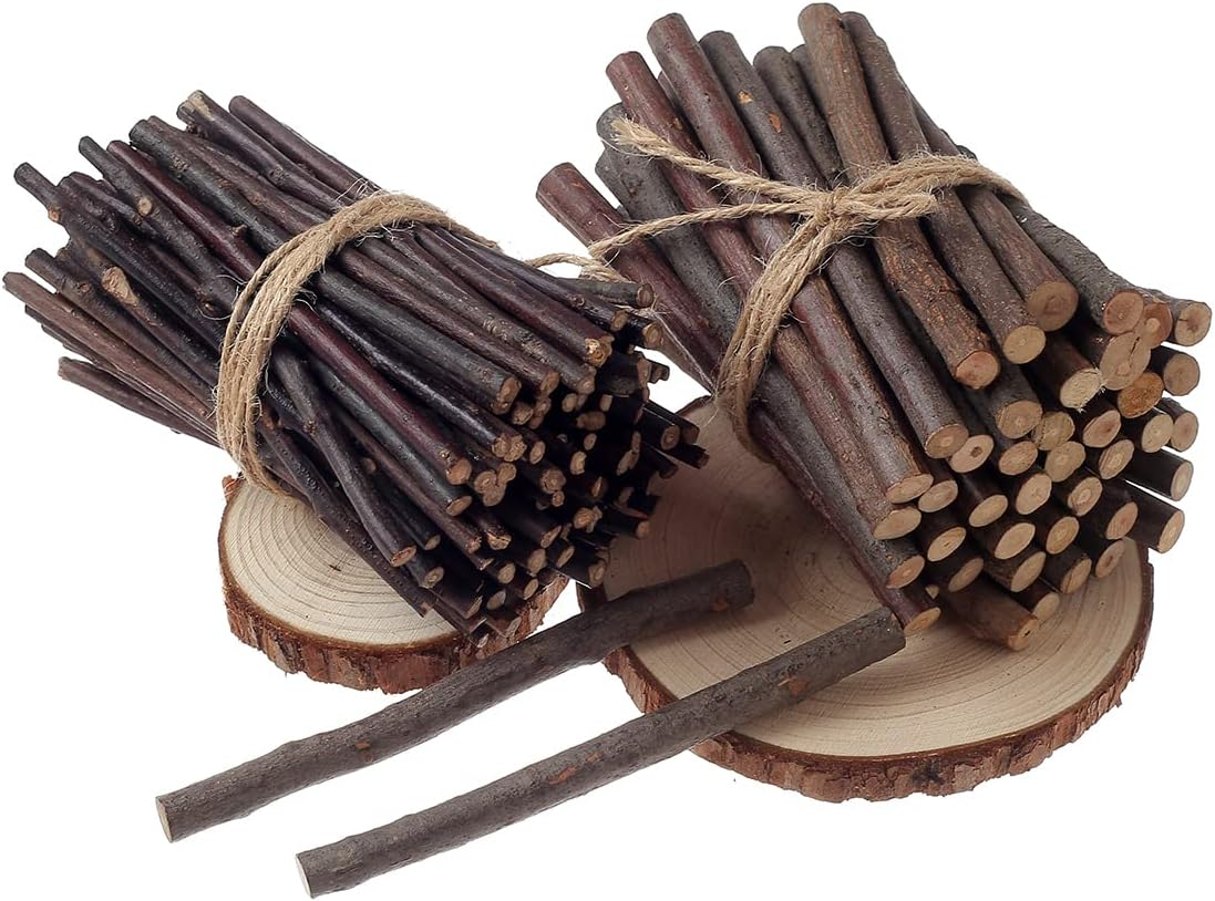 LAZACA 120Pcs Craft Sticks, Wood Sticks Crafting Twigs Crafts Log Toy DIY Photo Props Rustic Decorations Ornaments 10Cm 0.3-0.5Cm image number 3