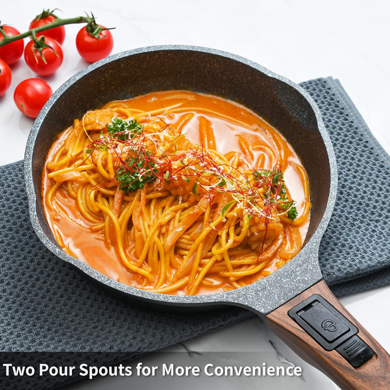 Bakoniion 20Cm Smart Nonstick Frying Pan with Removable Handle, Cast Aluminum and Anti-Scratch Omelette Pan, Compatible with All Stovetops, Dishwasher and Oven Safe image number 4