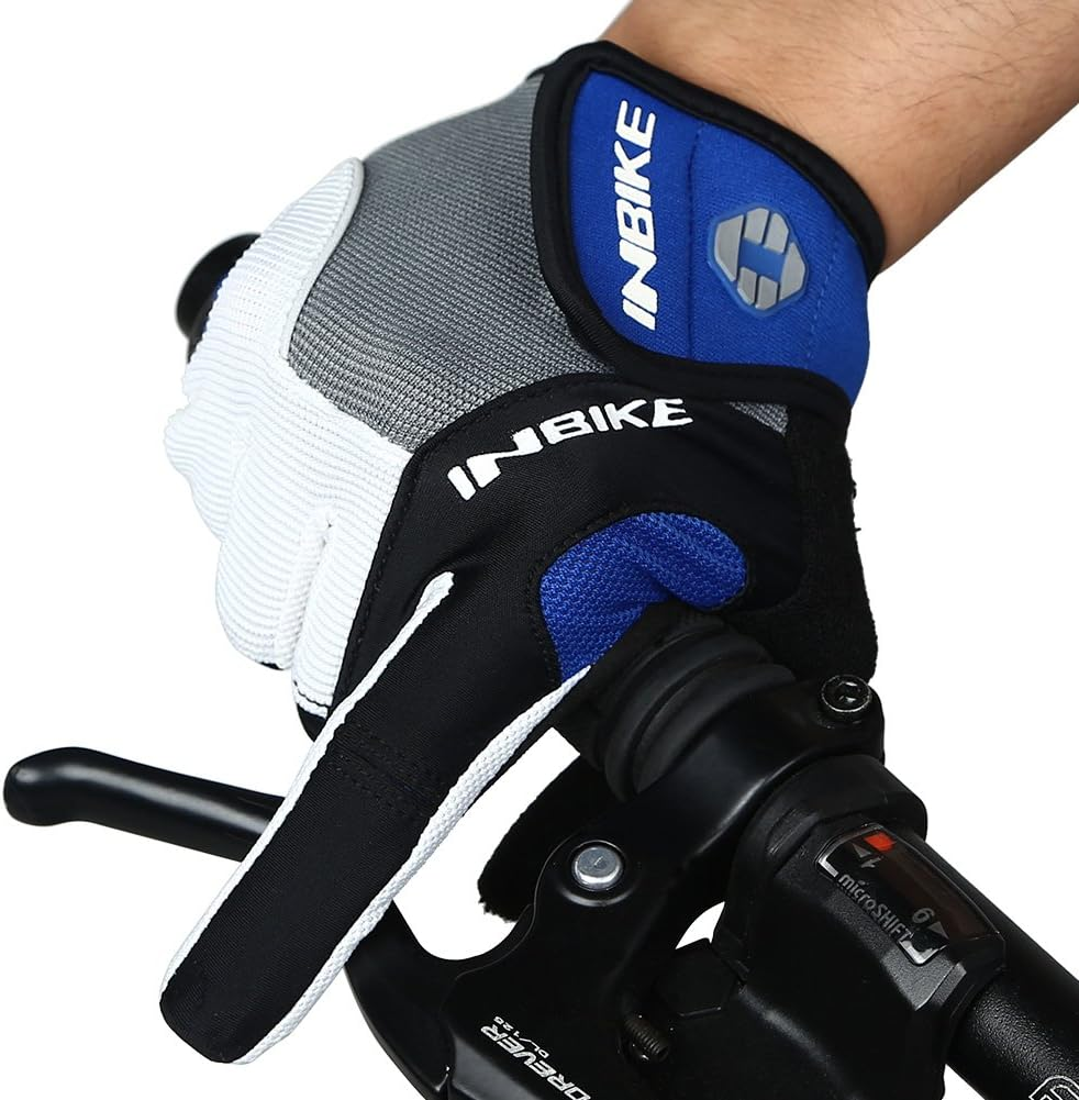 INBIKE Men'S Cycling Gloves, Full Finger Gel Padded Mountain Bike