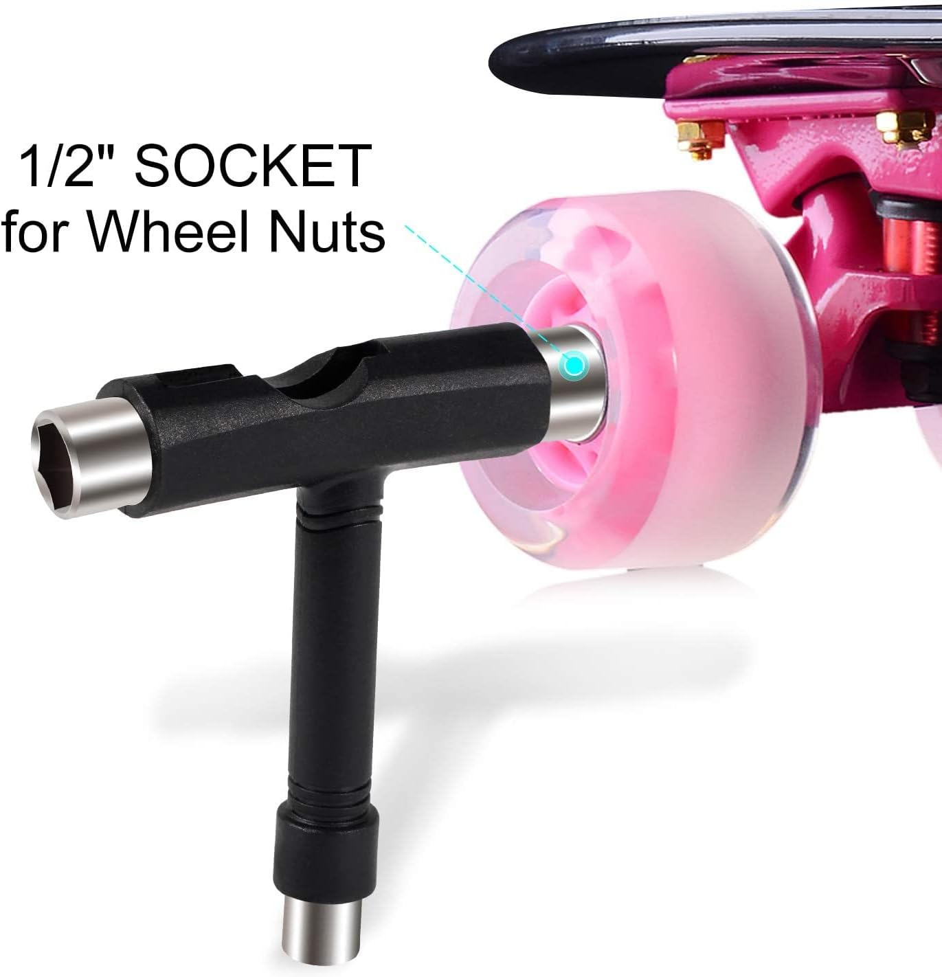 All-In-One Skate Tools - Multi-Function Portable Skateboard T Tool Accessory with T-Type Allen Key and L-Type Phillips Head Wrench Screwdriver image number 6