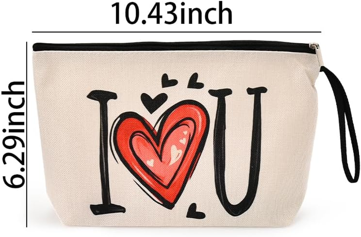 Makeup Bags for Women Valentines Day Gifts for Girlfriend Wife Anniversary Birthday Gifts for Women Mothers Day Gifts for Fiancee Wifey Small Makeup Cosmetic Bag for Purse - Beige-A image number 3