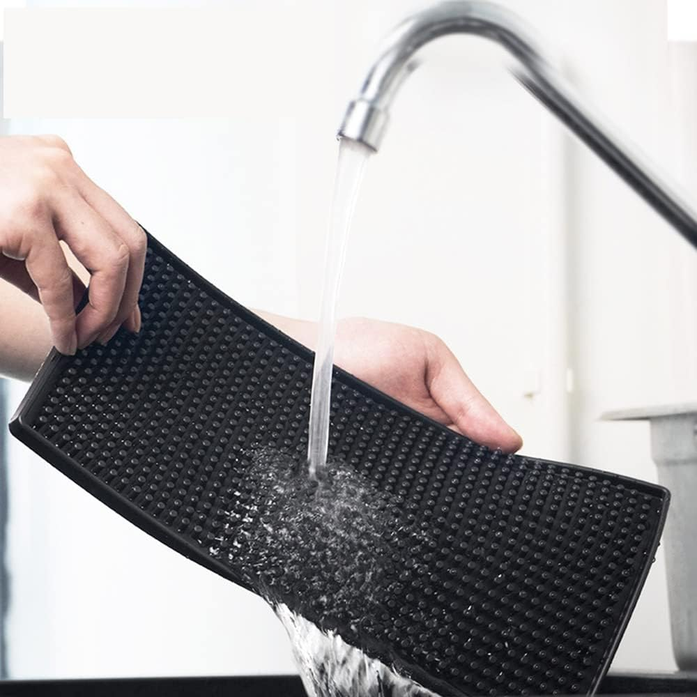 Gtcwincn,Bar Mat, 12'' X 6'', Quality Rubber Bar Service Mat, Black Coffee Bar Mats, Spill Mat for Counter-Top