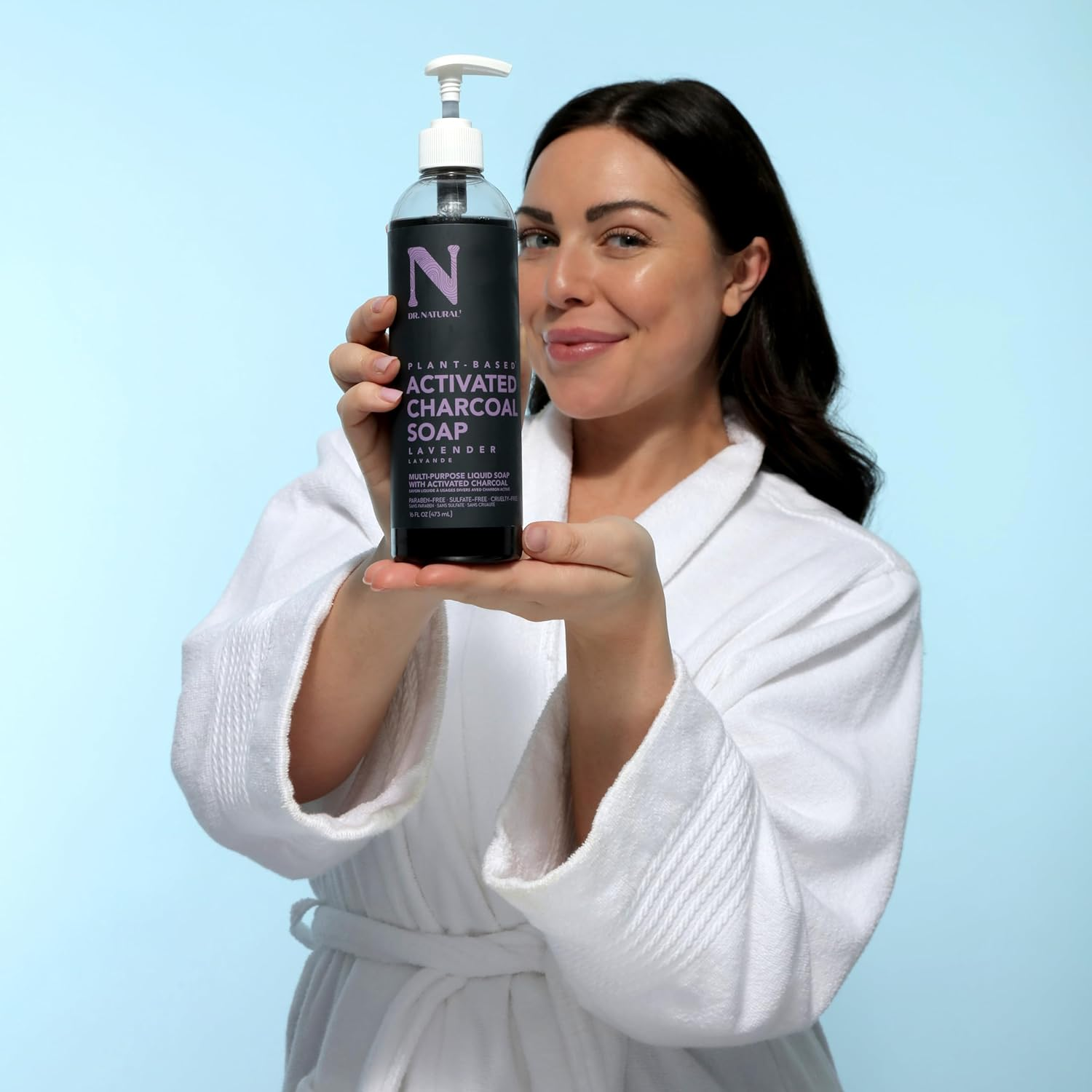 Dr. Natural Activated Charcoal Liquid Soap - anti Acne and Blemishes - Deep Cleansing Body Wash - Gentle Body Soap for Clear Skin - Lavender - 473 Ml image number 2