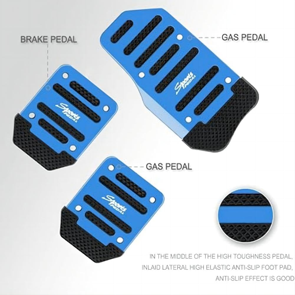 Anti-Rubbing Car Clutch Pedal Kits 3 PCS, Car Non-Slip Aluminum Alloy Pedal Pads, Manual/Automatic Gearbox Gas Pedal Brake Pedal Cover, Auto Universal Replacement Accessories image number 1