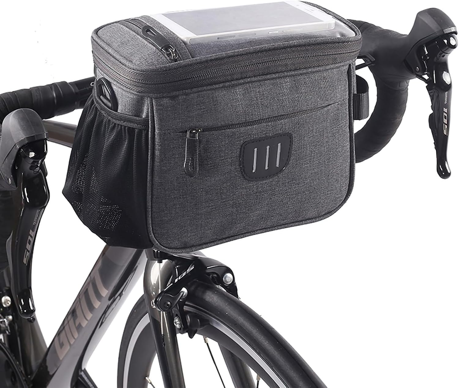 Annhua Bike Handlebar Bag Large Bicycle Front Storage Pouch, Waterproof Bike Phone Holder with Touchscreen and Shoulder Strap for Road MTB Cycling - Gray image number 1