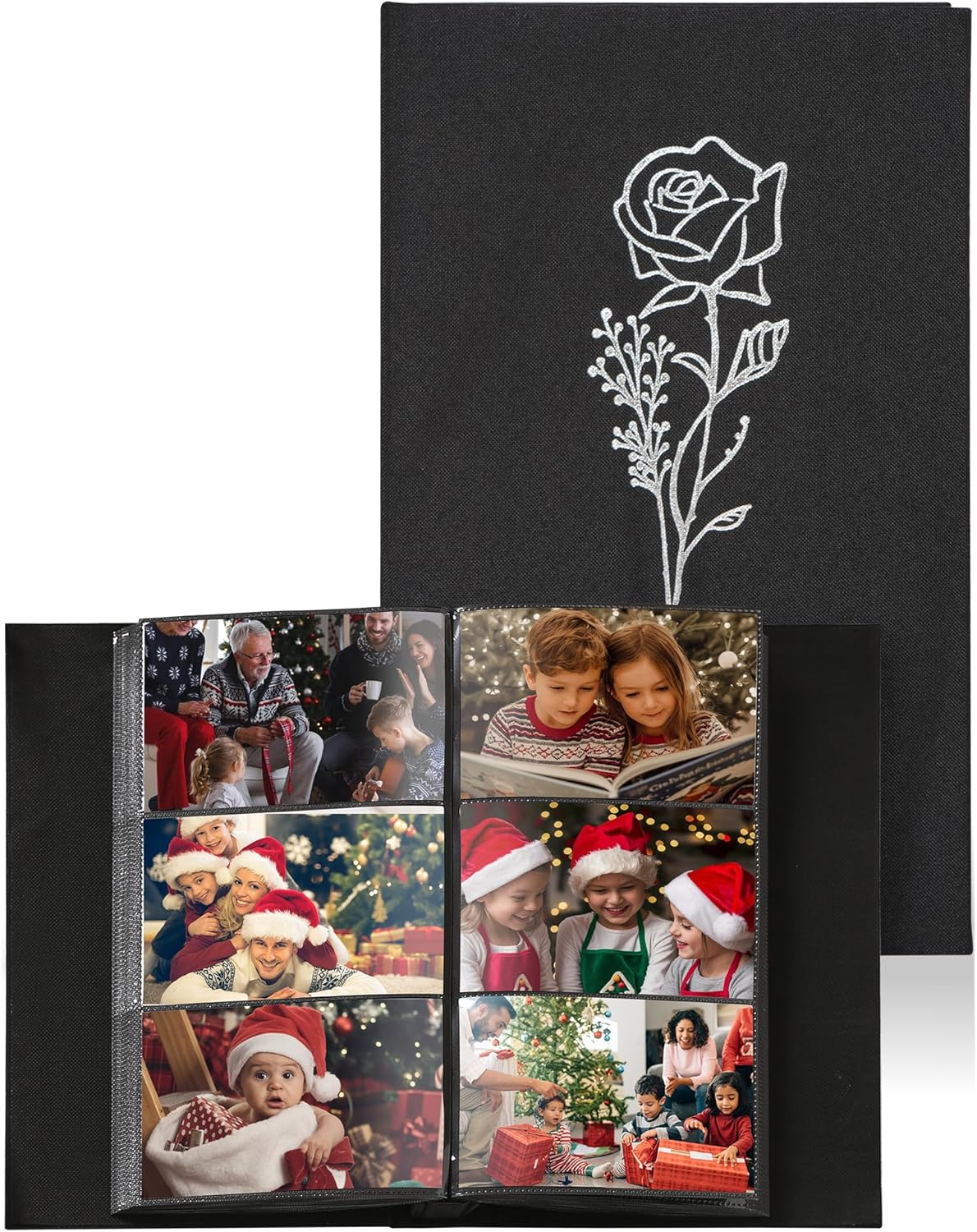 Yuforr Photo Album 6X4 Slip In, 300 Pockets Photos, Linen Photo Albums for Family Wedding Anniversary, Album Book Holds Landscape 10X15Cm Pictures-Gray