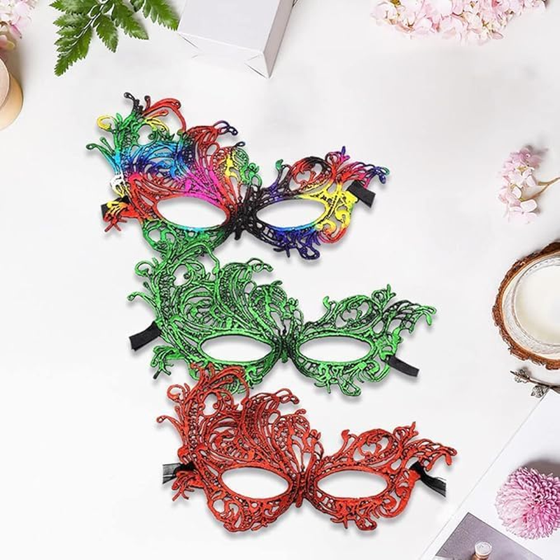 4 Pcs Lace Masquerade Masks Mardi Gras Mask Men Women Venetian Masks Prom Eye Mask Set Costume Party Supplies for Carnival Mardi Gras Halloween Anniversary Festival Ball, Style 12 image number 1