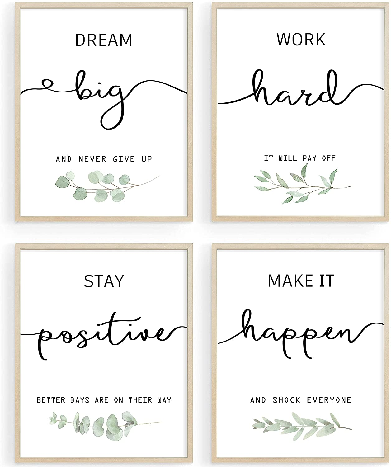 Inspirational Wall Art Office Decor, Motivational UNFRAMED Wall Art Prints for Bedroom | Living Room | Office | Classroom, Black and White Daily Positive Affirmations Poster for Women Men Kids, Set of 4, 8"X10" image number 4