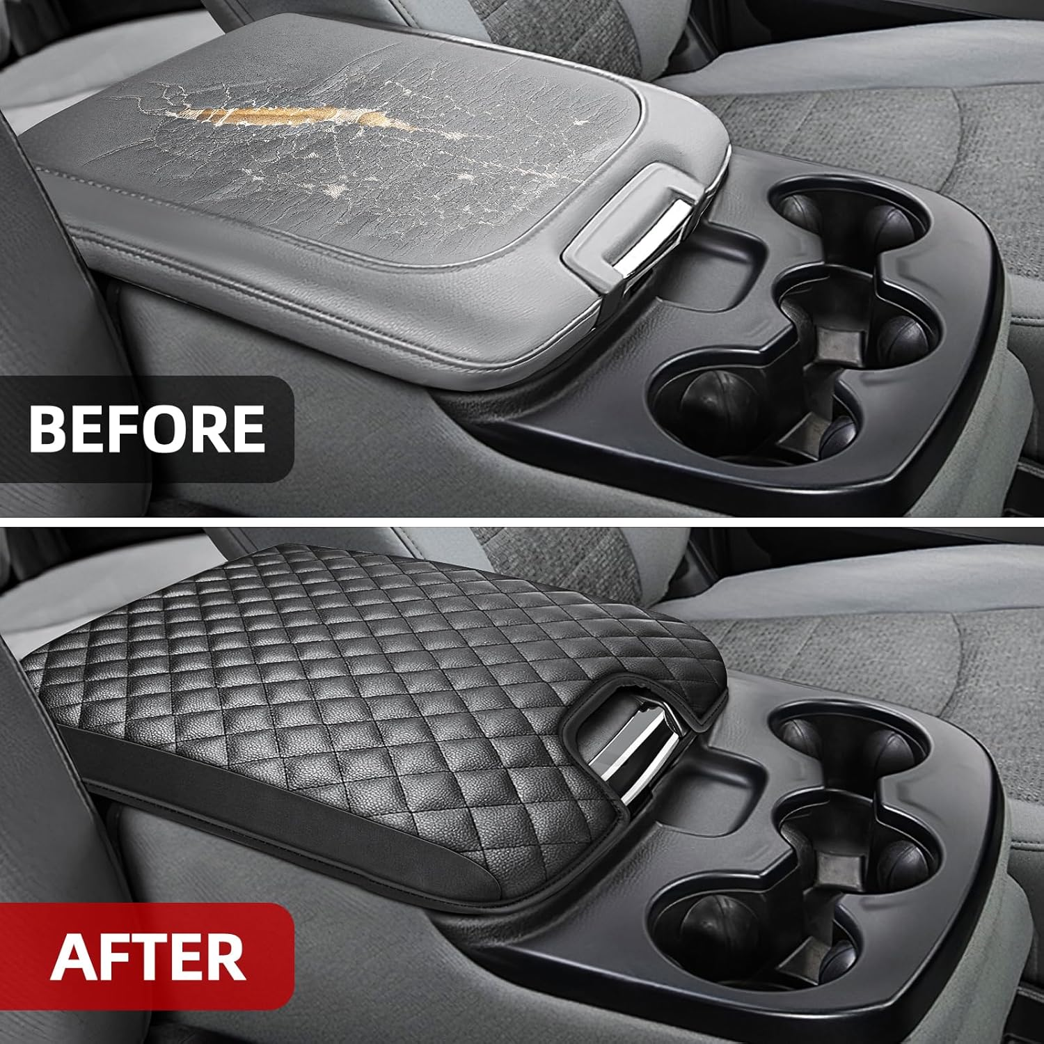 Center Console Cover Compatible with 2013-2018 Dodge Ram 1500 & 2013-2023 Ram 2500/3500/1500 Classic Model for Jump Seat Console, Comfortable Armrest Cover Protector Customized Car Accessories image number 3