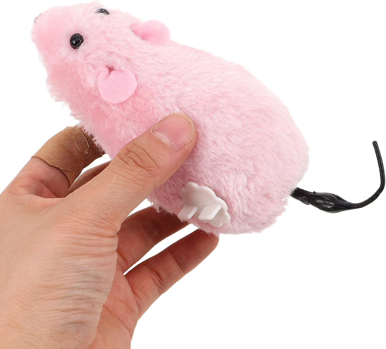 Balacoo 4Pcs Wind-Up Realistic Plush Mouse for Cats and Dogs Lifelike Furry Pet Rat with Rotating Tails Indoor Interactive Kitten Rat Playthings for Entertainment and Party Pranks