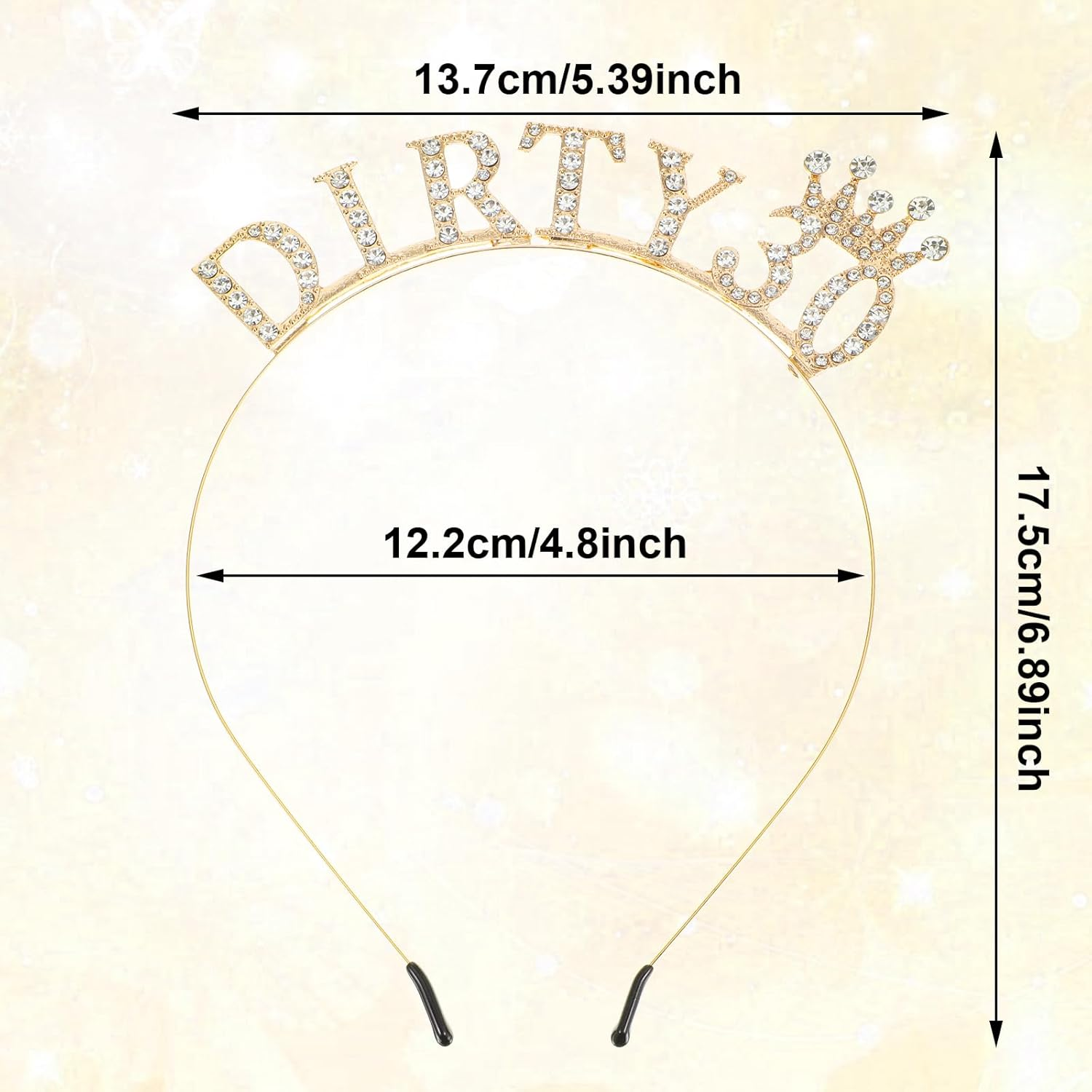 Ymapinc Dirty 30 Birthday Decorations for Her, Gold Tiara Crown, 30Th Birthday Headband, 30Th Birthday Hairband for Women, Happy Birthday Party Favors and Accessories image number 3