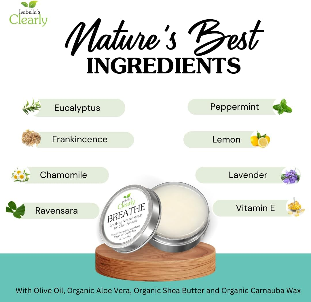 Isabella'S Clearly BREATHE Aromatherapy Chest Balm | Natural Essential Oil Rub with Eucalyptus, Peppermint & Chamomile | Plant-Based, Vegan & Cruelty-Free | Made in USA image number 4