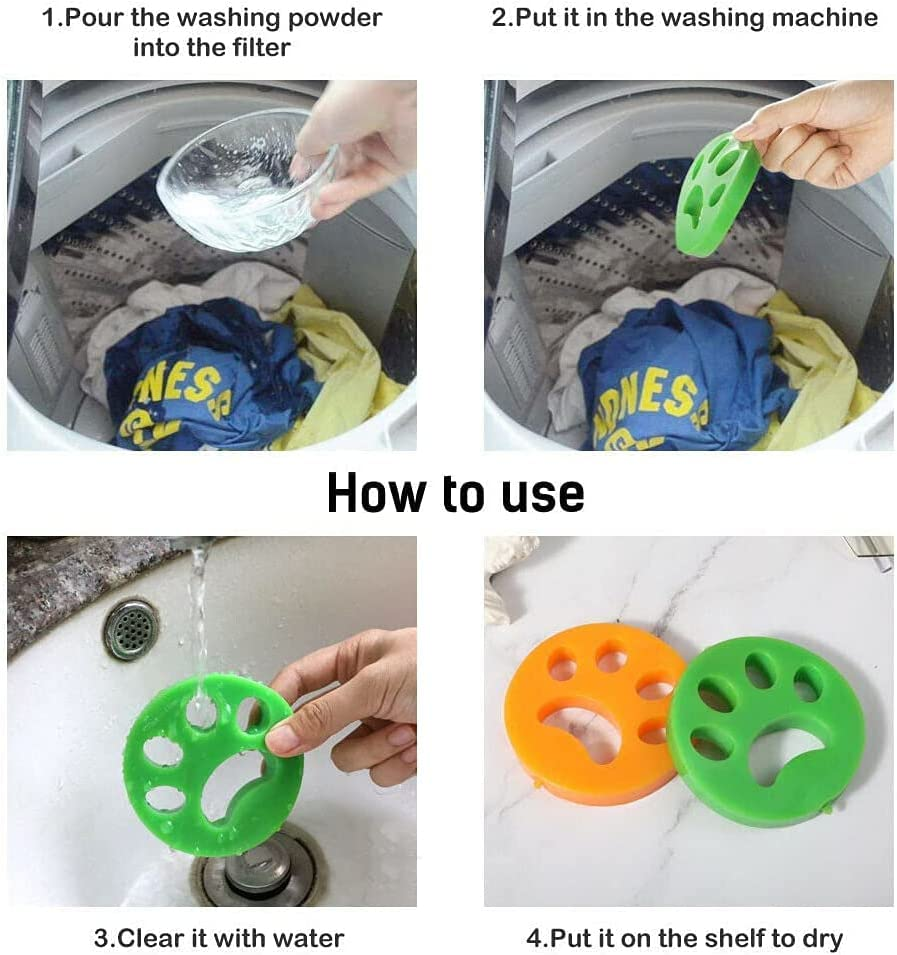 4 PCS Pet Hair Remover Hair Catcher,For Laundry Reusable Silicone Lint Catcher for Washing Machinehousehold,Yourlaundry,Clothes,Bedding image number 1