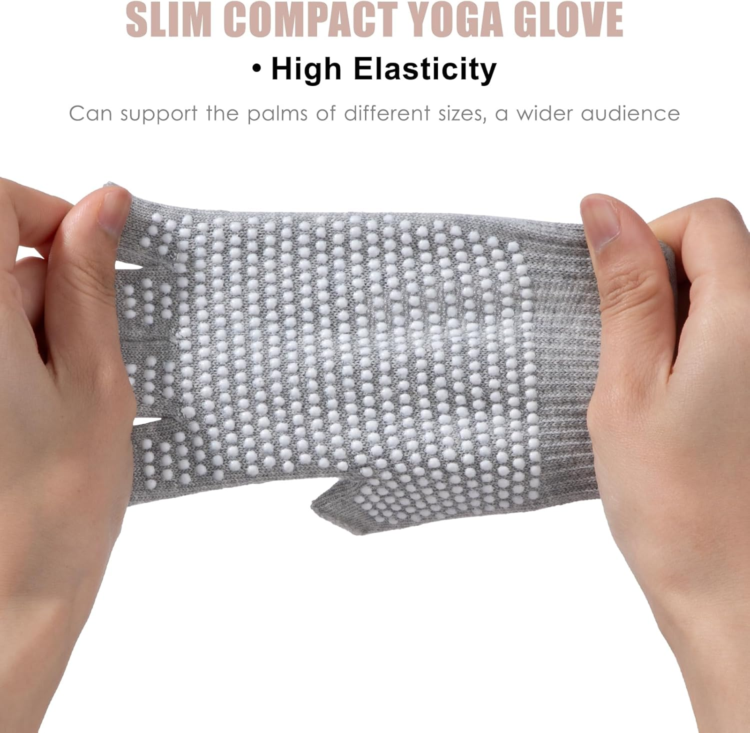 Yoga Gloves Non-Slip Breathable for Pilates and Gym - Comfortable Sweat Absorption for Women with White Silicone Dots Fingerless - Gift - Grey image number 3