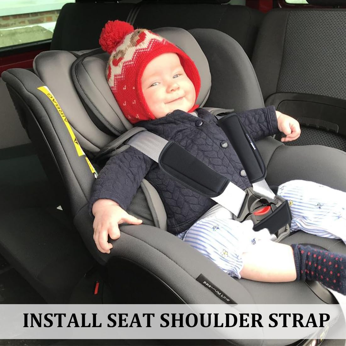 Seat Belt Pads for Baby Car Seats and Child Seats - Set of 3 in Grey, Fastening with Velcro Fastening, Dimensions 13 X 6 Cm, for Extra Comfort and Protection image number 3