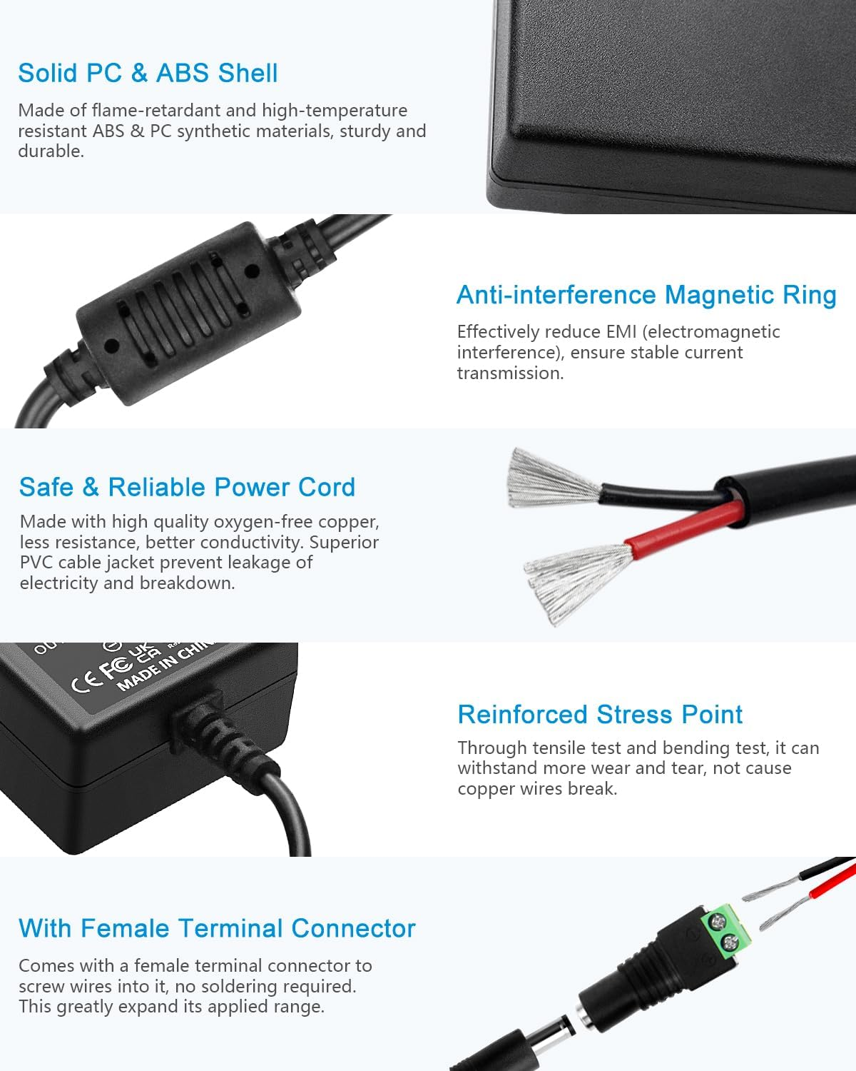 ALITOVE 24V Power Supply 24 Volt 2.7A 65W AC/DC Adaper 220-240V AC to DC Power Converter Cord with 5.5X 2.5Mm Tip for 24V 0~2700Ma Devices LED Strips Printer Soundbar Electronic LCD Monitor Pump image number 2