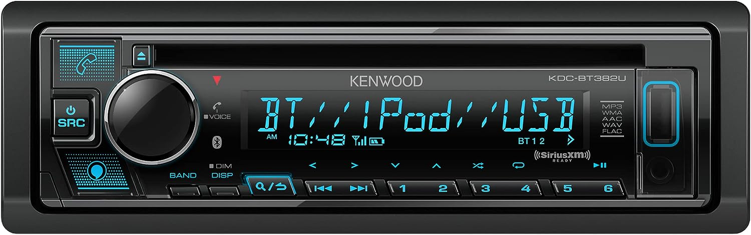 KENWOOD KDC-BT382U CD Car Stereo Receiver with Bluetooth, AM/FM Radio, Variable Color Display, Front High Power USB, Alexa Built In, and Siriusxm Ready image number 4