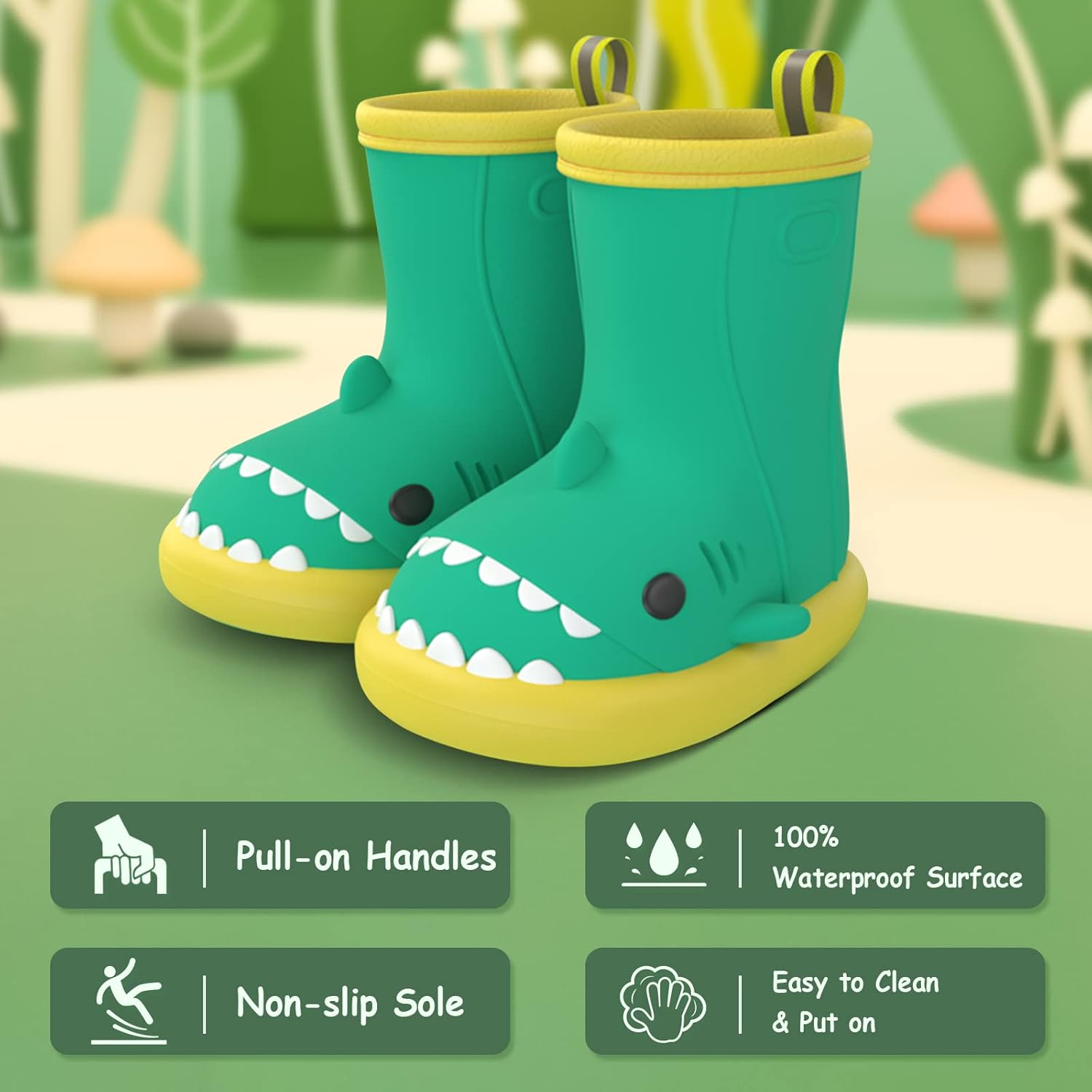 USOR Children'S Rain Boots Baby Boys Girls Non-Slip Rain Boots Water Shoes Waterproof Children'S Rubber Shoes with Carton Shark